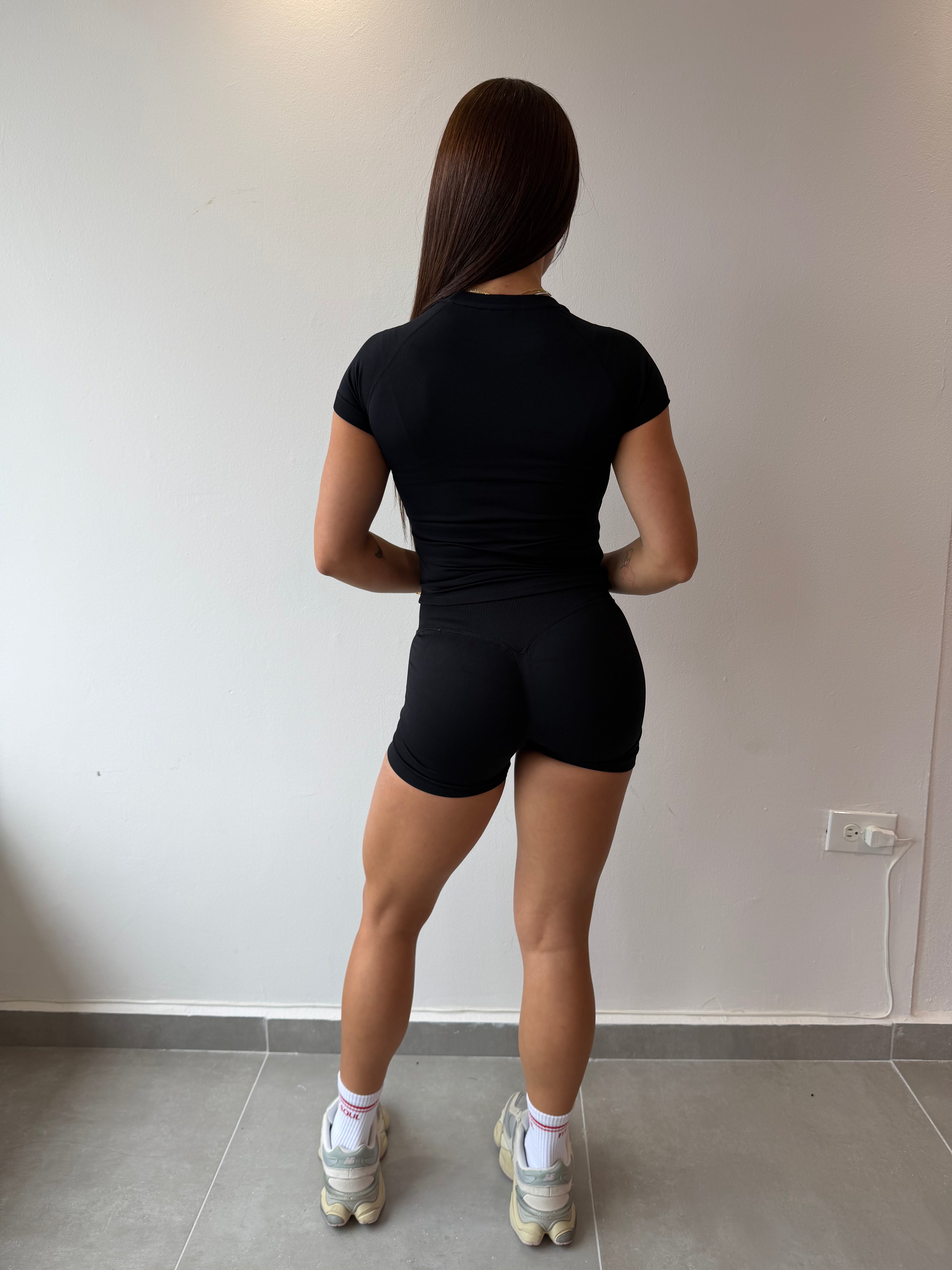 Black Seamless Short Set