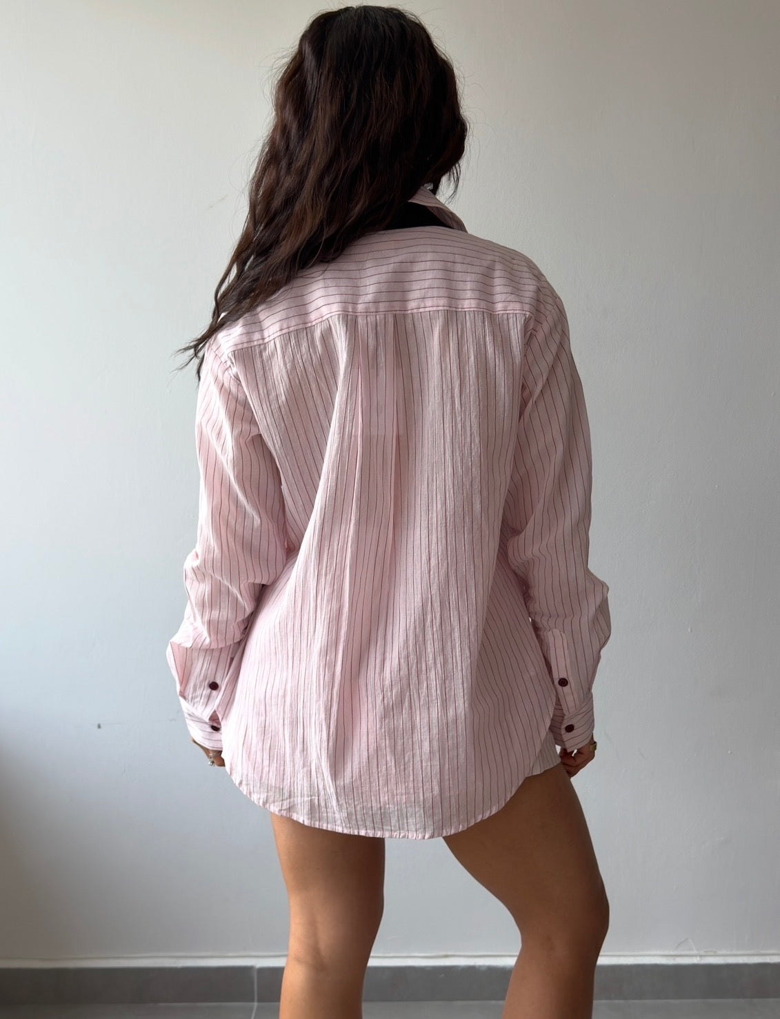 Pink Stripes Shirt with Tie