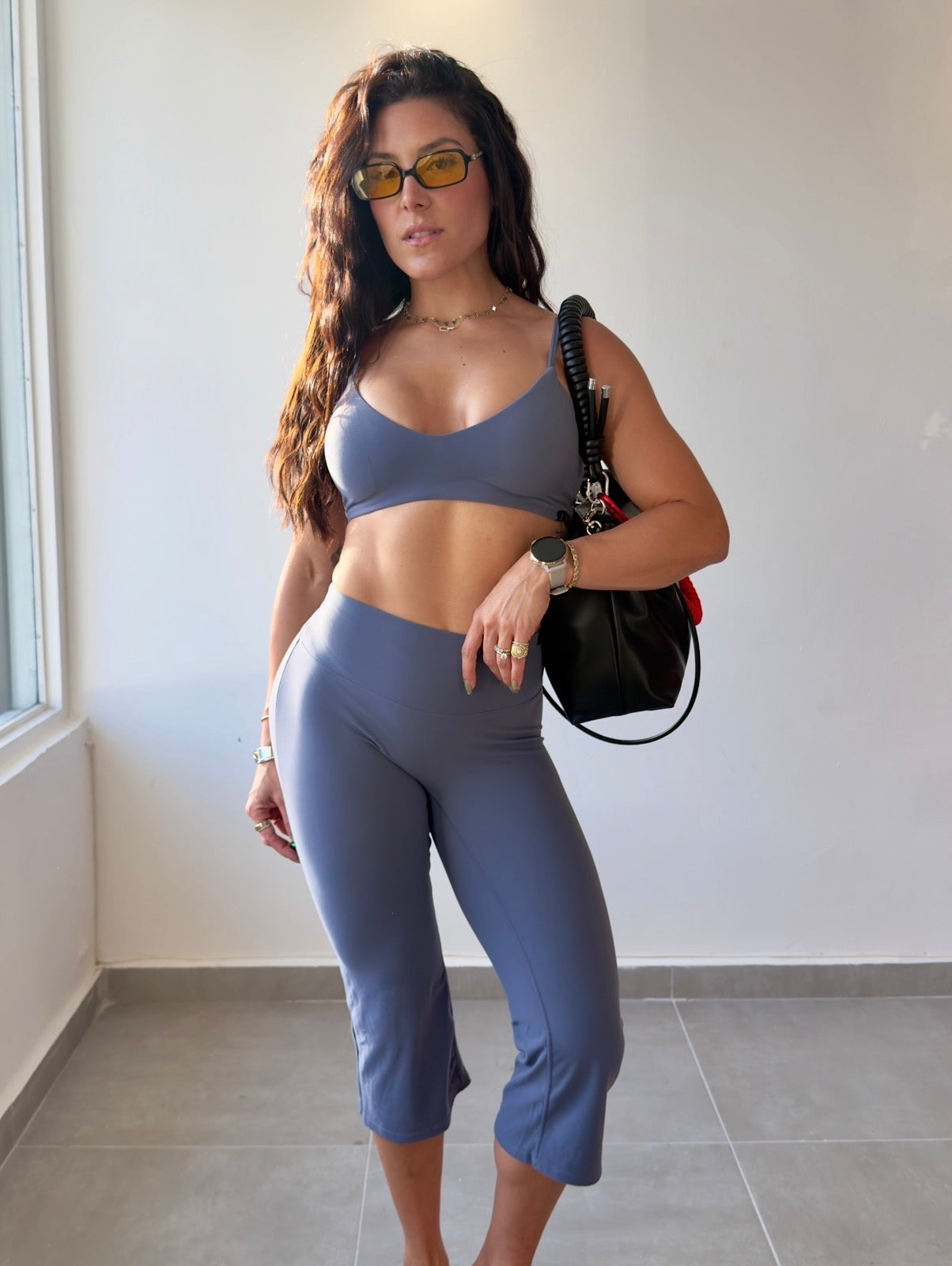 Blue Gray Capri Set