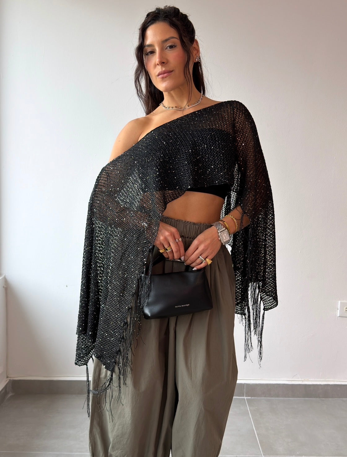 Black Shimmer Poncho
