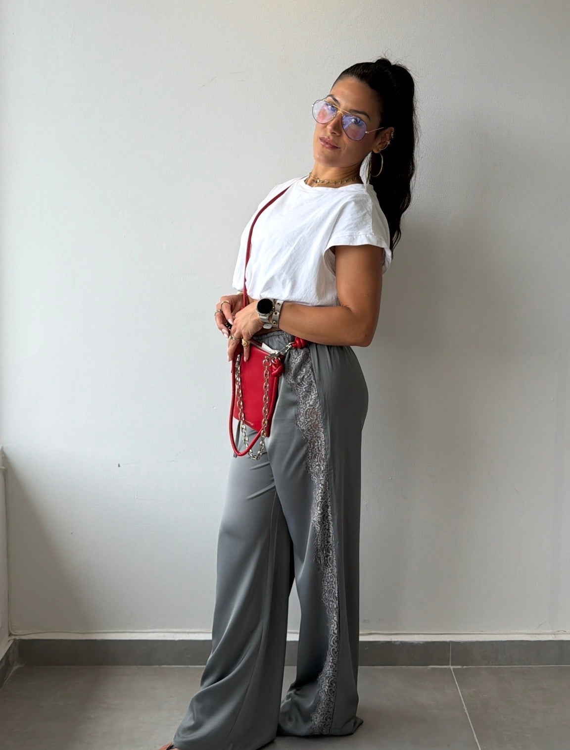 Silver Satin Pants