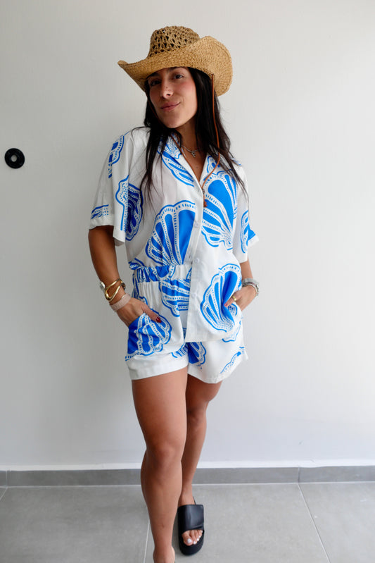 Shells Print Shirt and Shorts Set