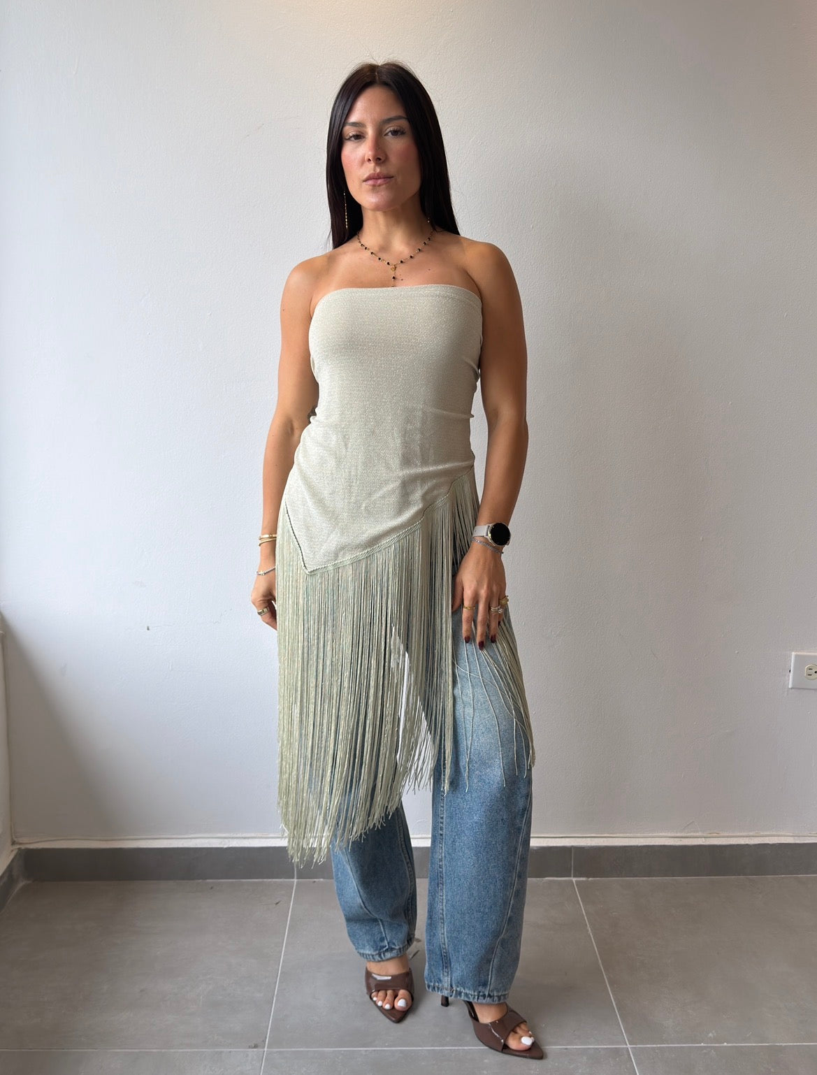 Sage Fringes Top