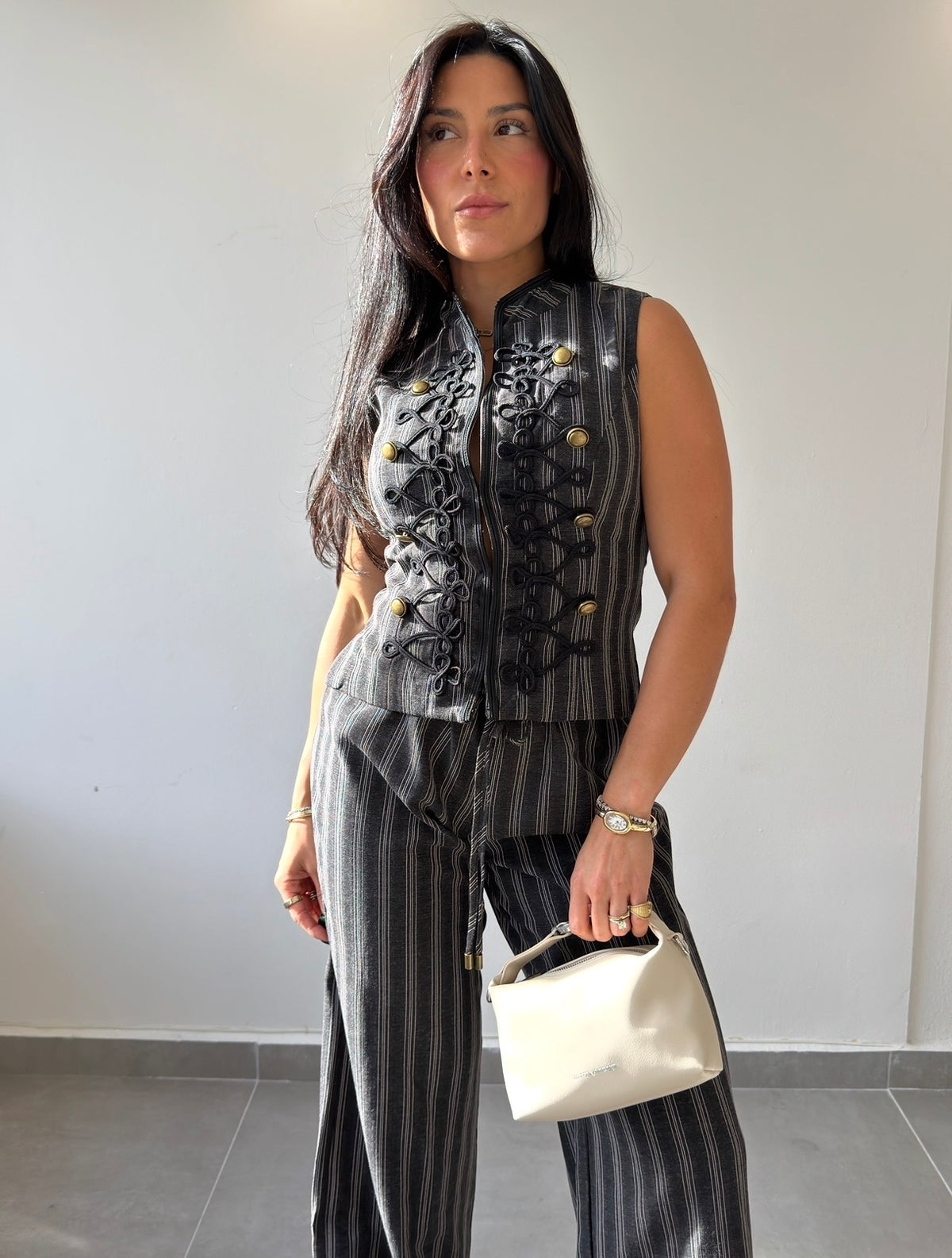 Black/Gray Striped Set