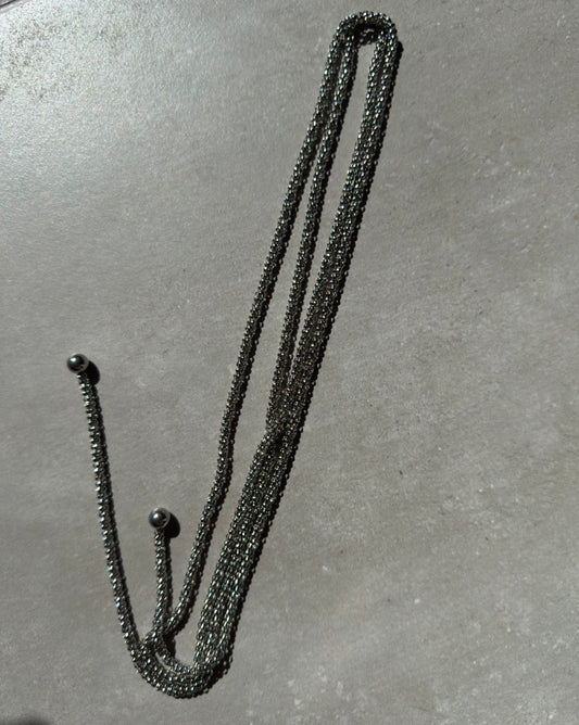 Metallic Long Necklace (Silver)