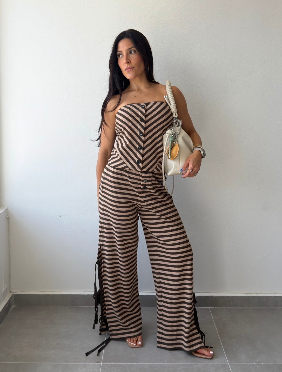 Striped Knit Set (Brown)