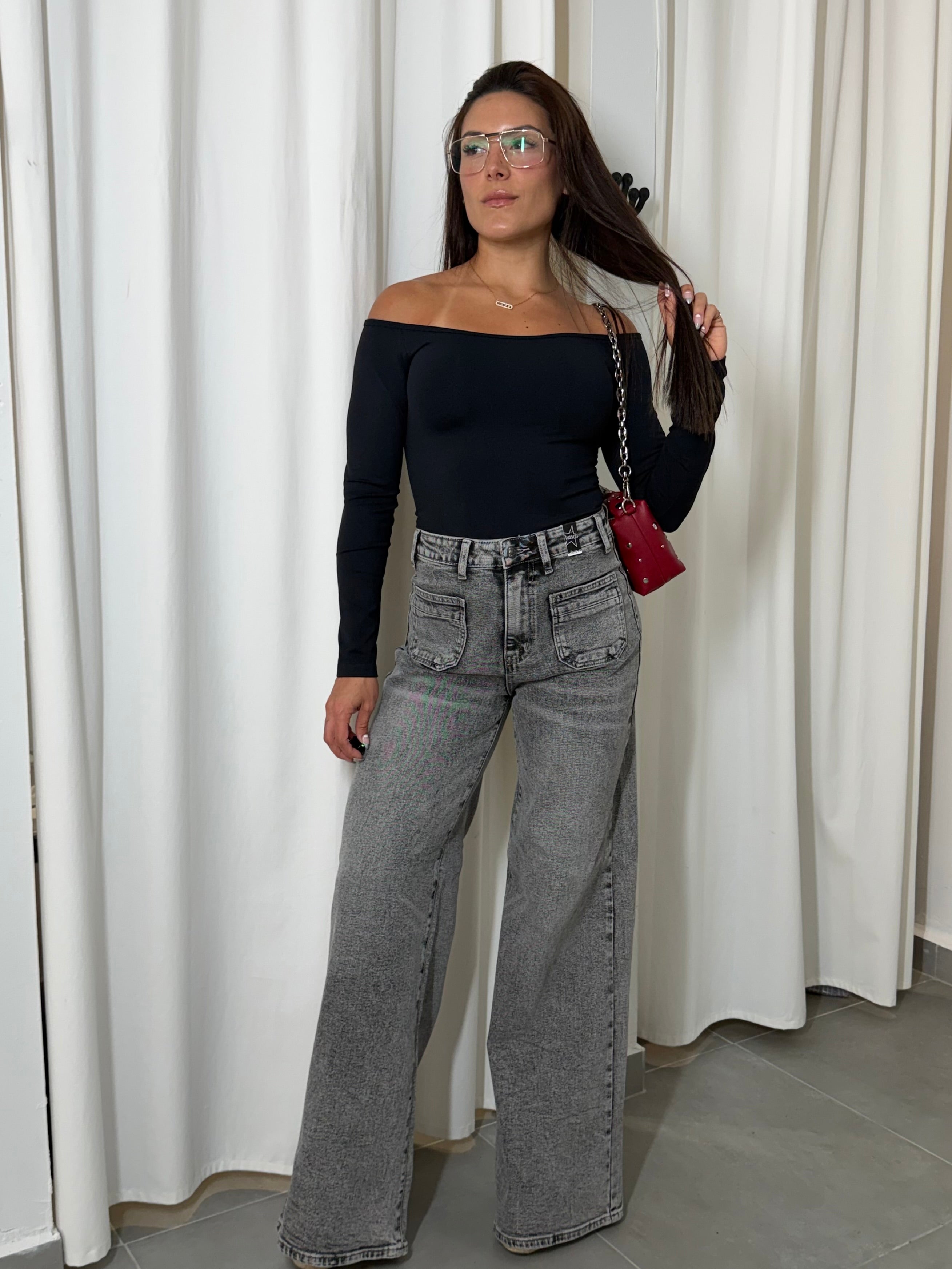 Gray Stone Wide Leg Jeans