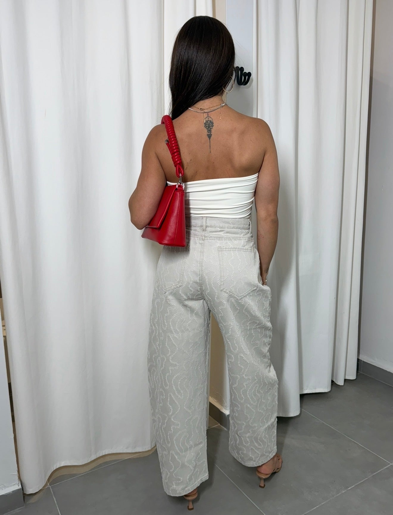 PRE ORDER! Textured Ecru Barrel Jeans