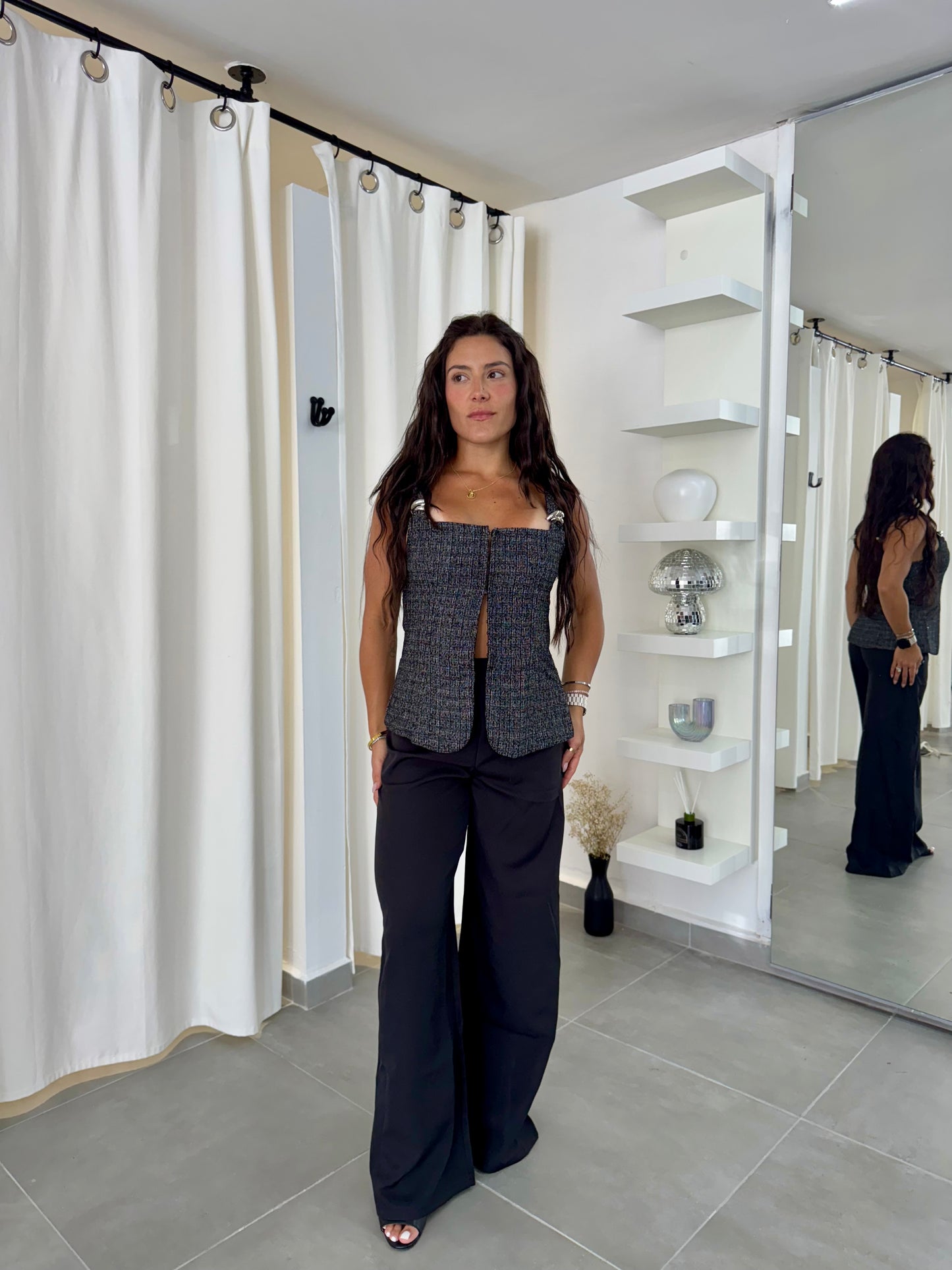 Tweed Metal Detail Top