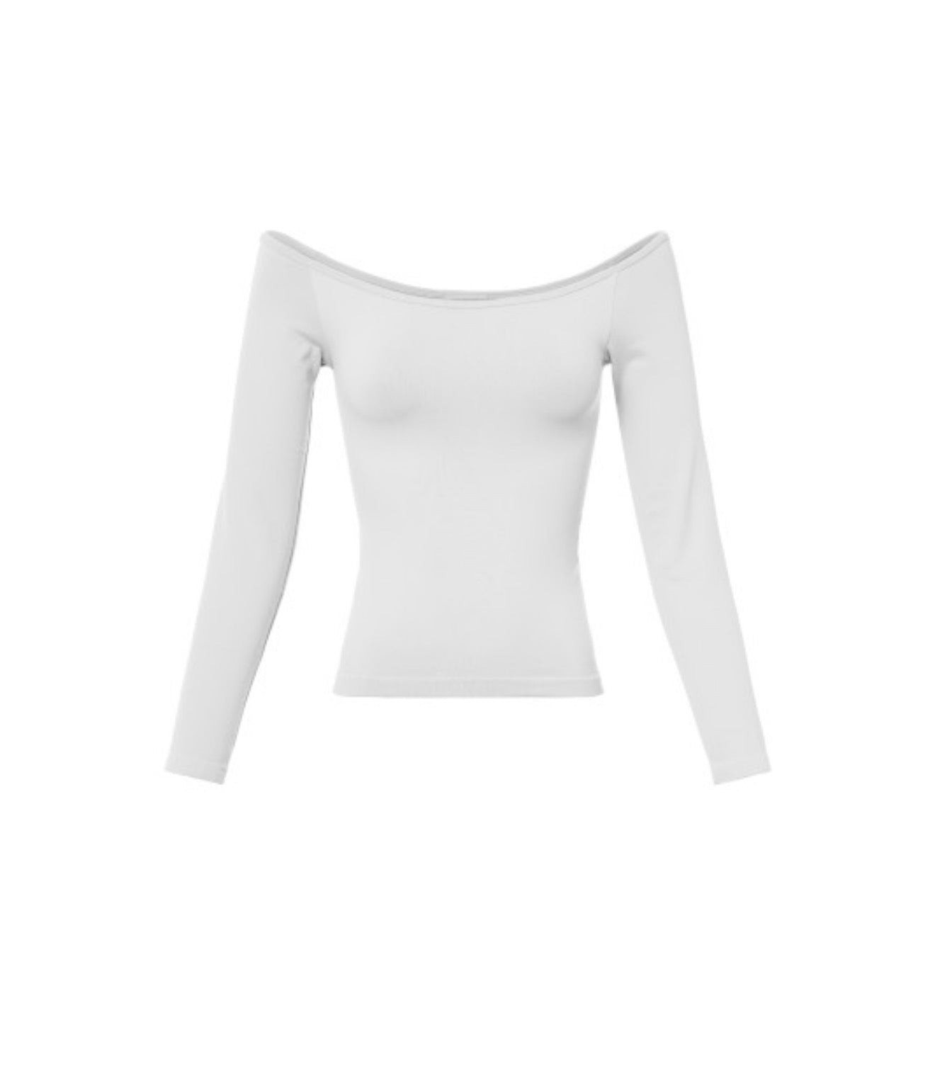 White Off Shoulder Long Sleeve Basic
