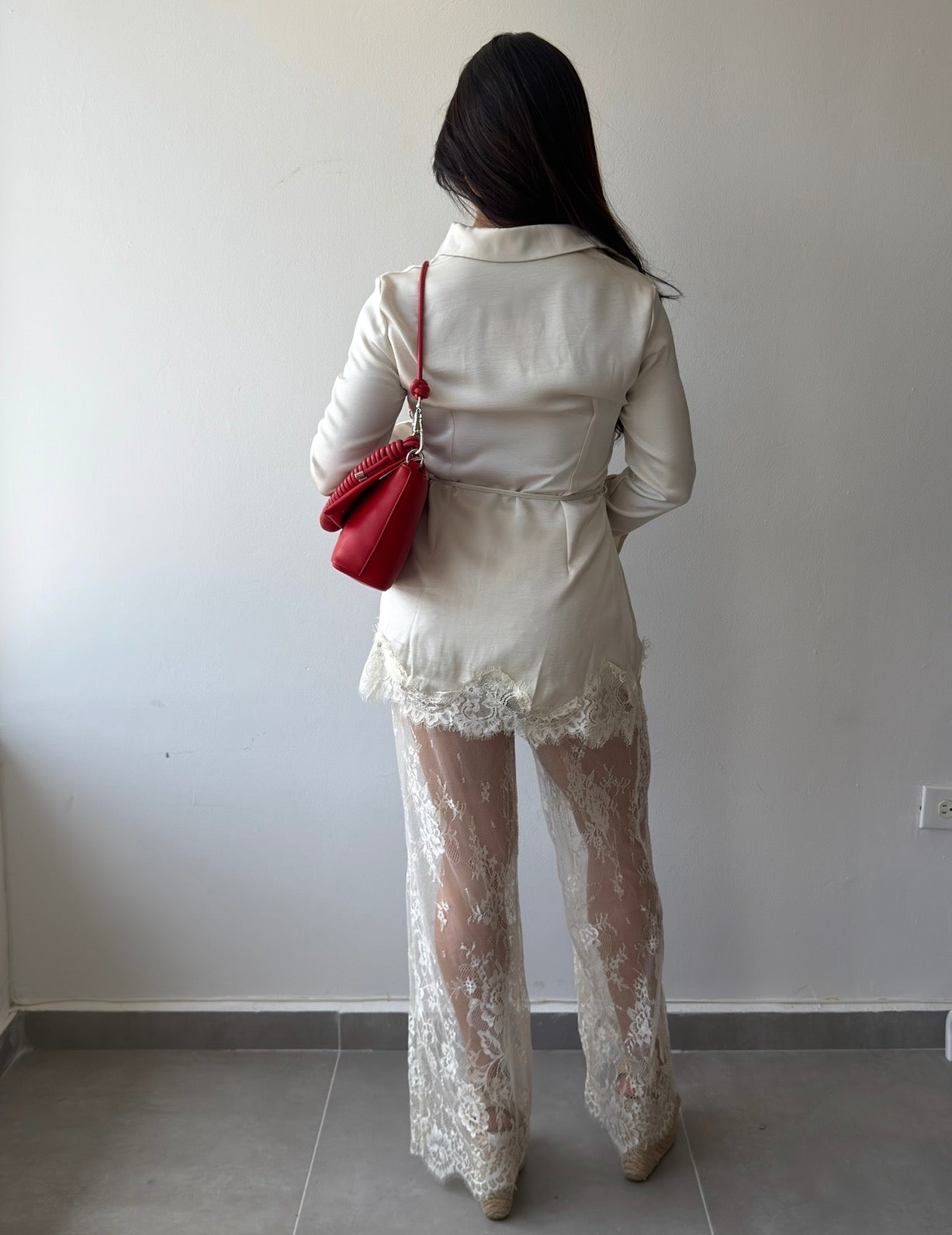 Champagne Satin Lace Set