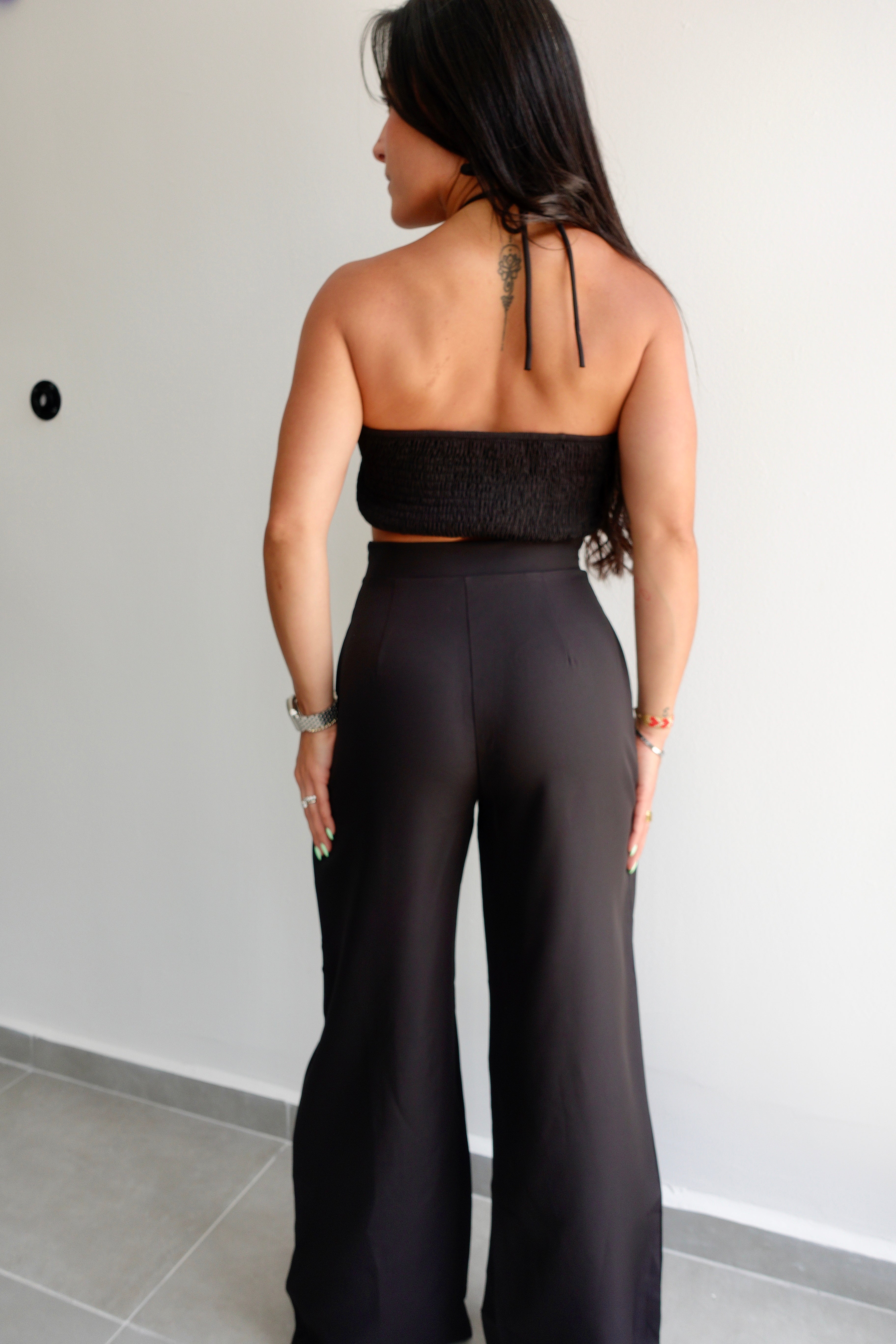 Black Halter Crop top and Pants Set