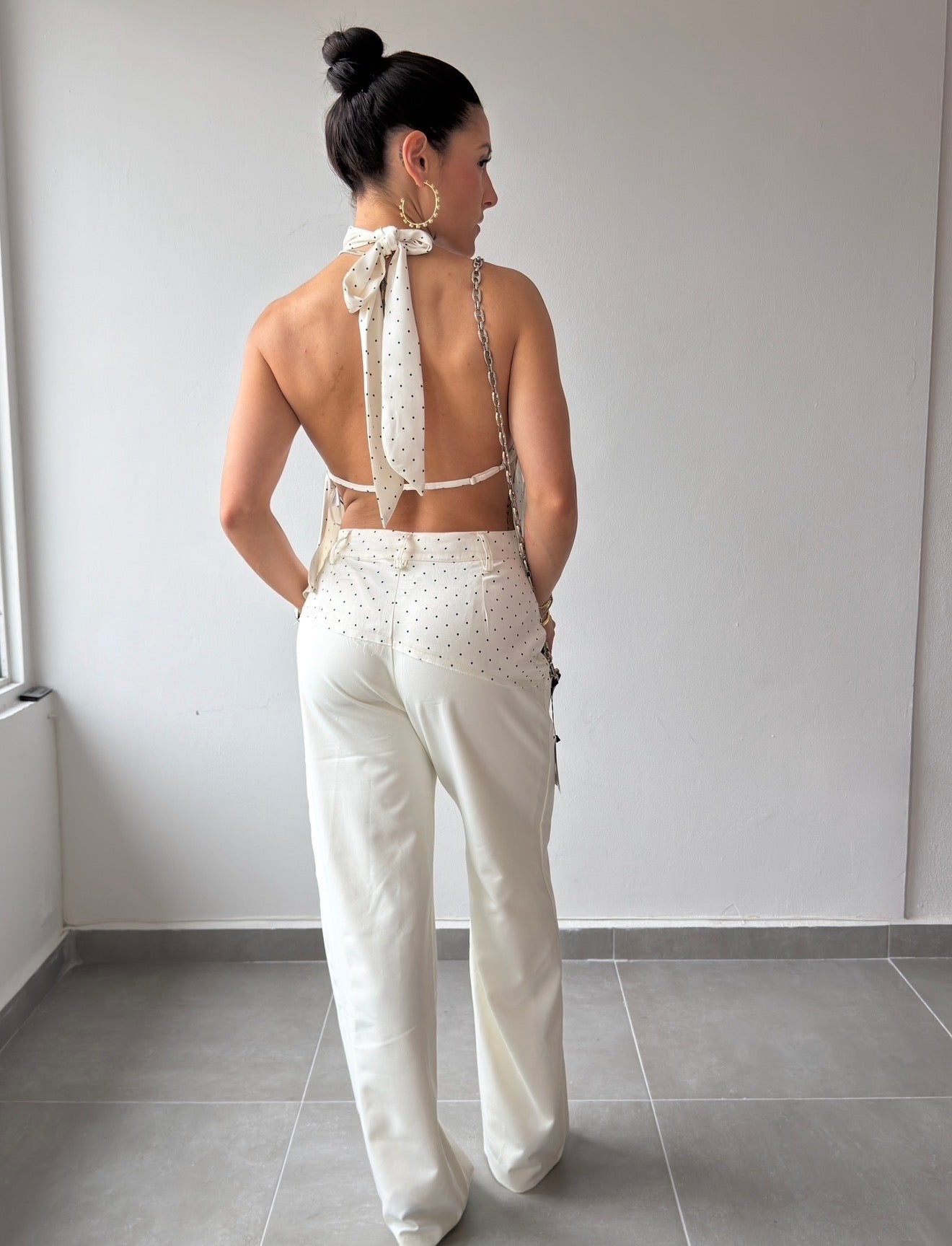 Polka Open Back Asymmetric Top (RESTOCK)