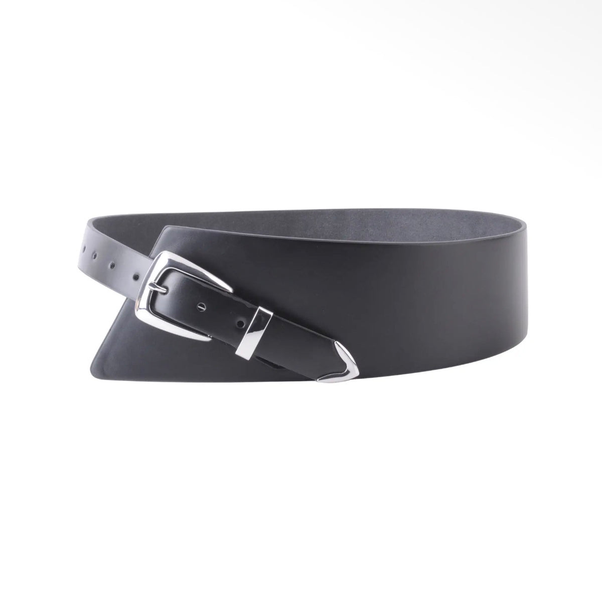 Black Leather Asymmetrical Waist Belt