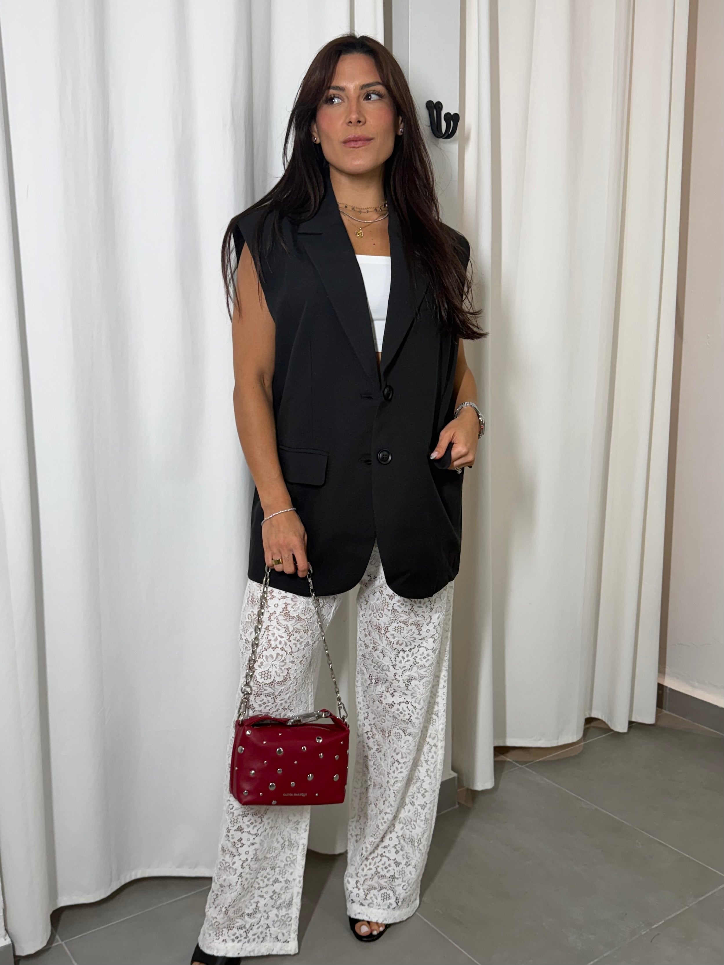 Black Oversized Blazed Vest