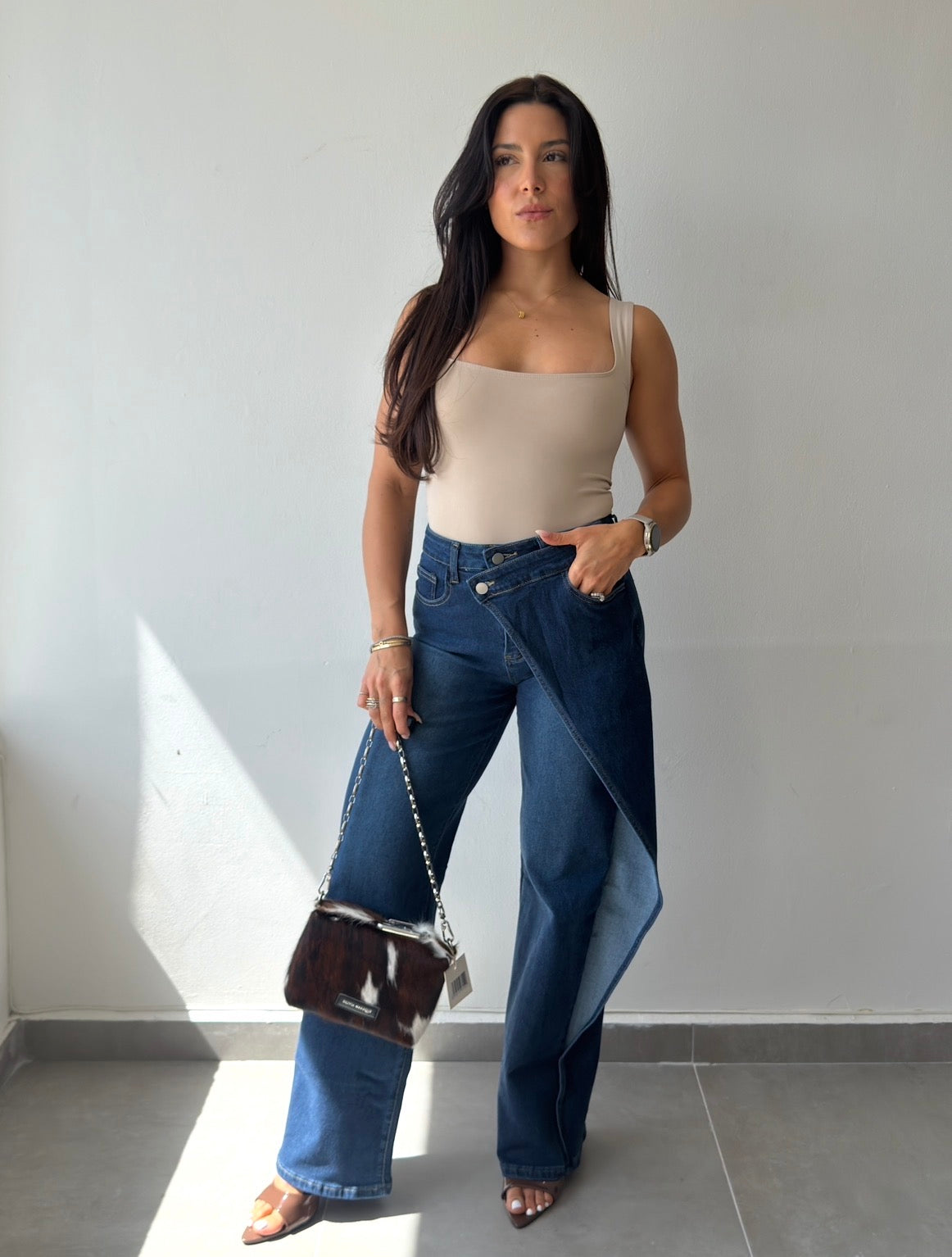Dark Overlap Straight Leg Jeans
