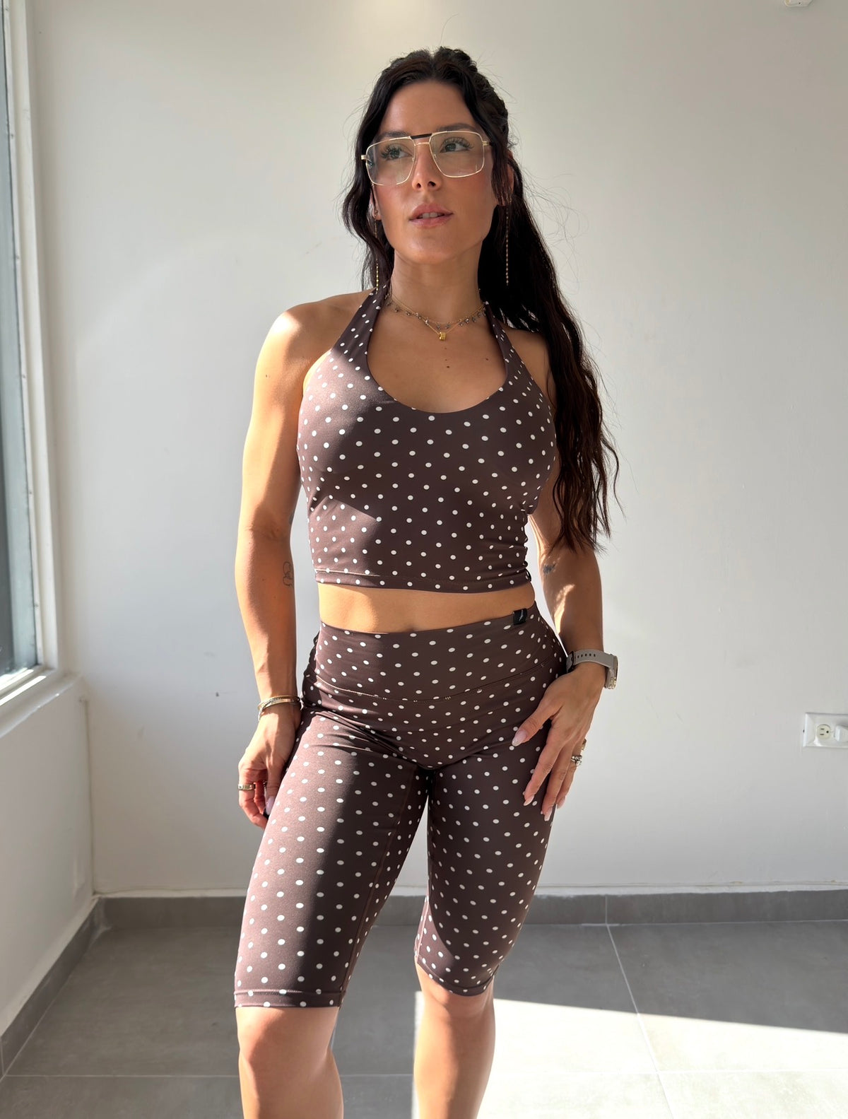 Brown Polka Capri Set
