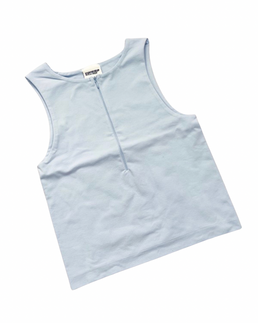Baby Blue Zipper Cropped Basic