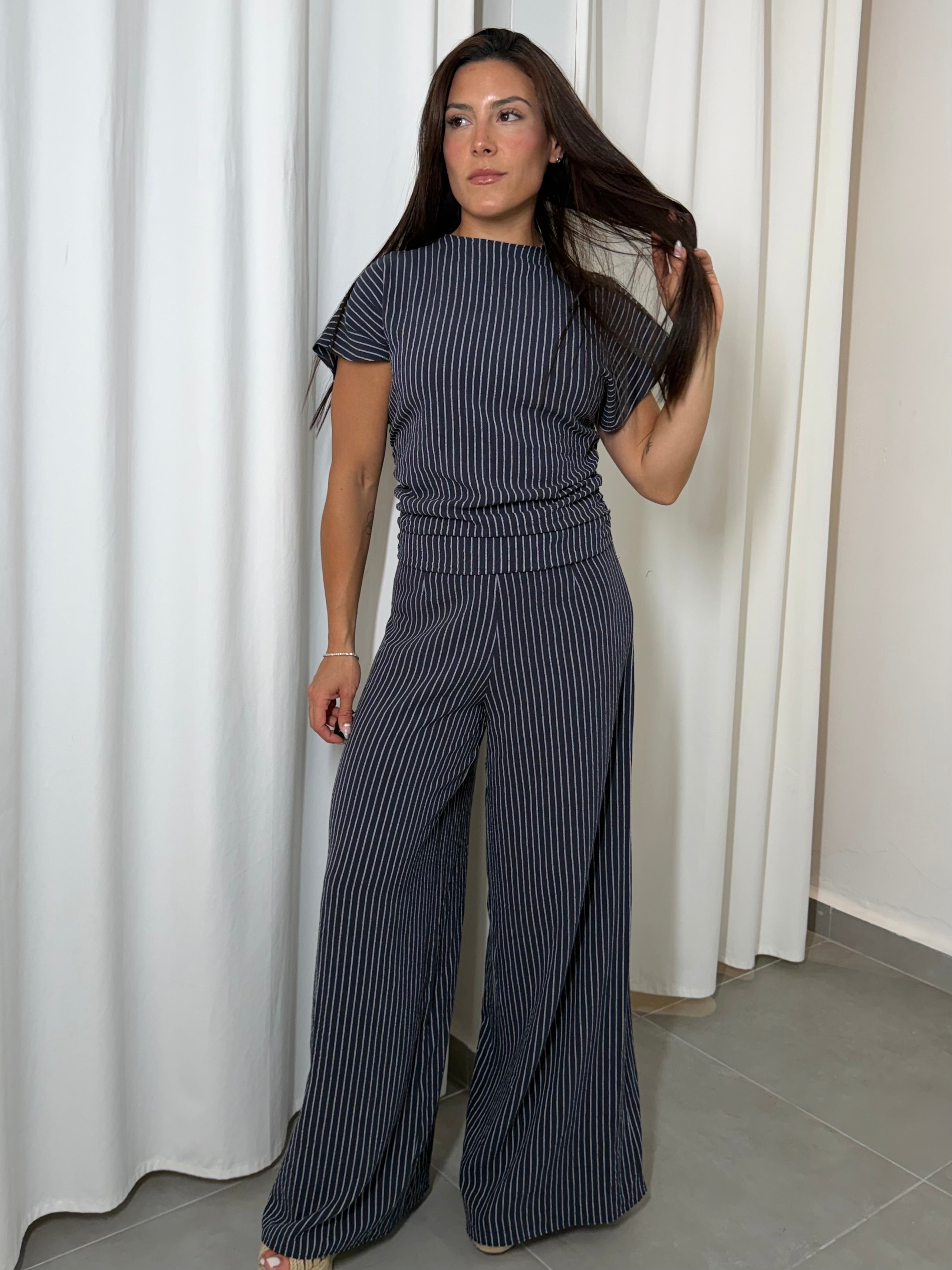 Navy Striped Jumpsuit