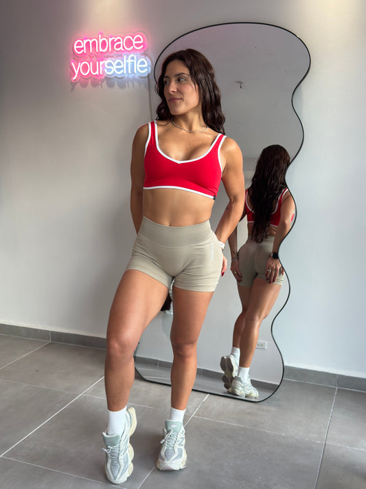 Red Contrast Sport Bra