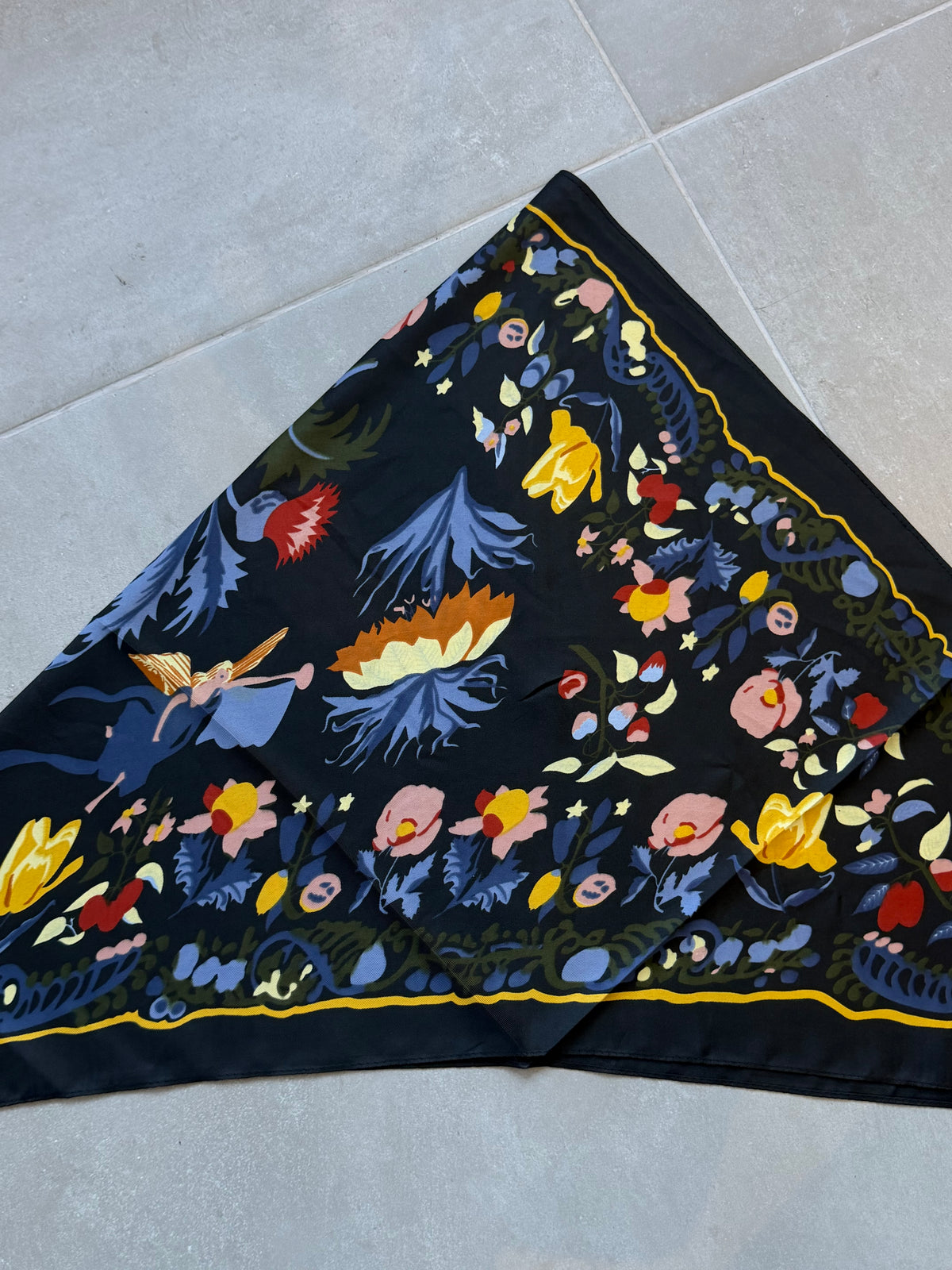 Navy Floral Scarf