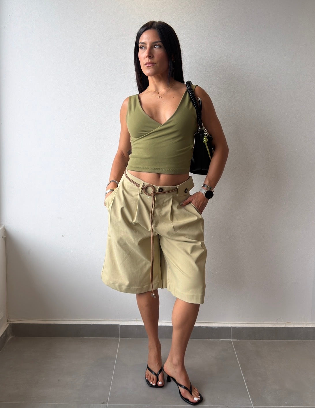 Belted Bermuda Khaki Pants
