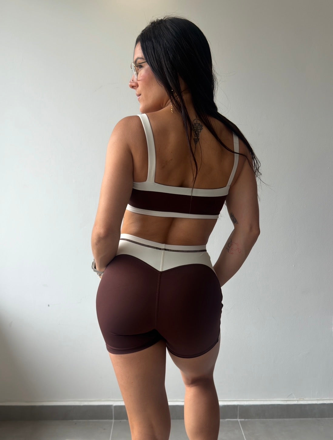 Espresso Beige Contrast Short Set