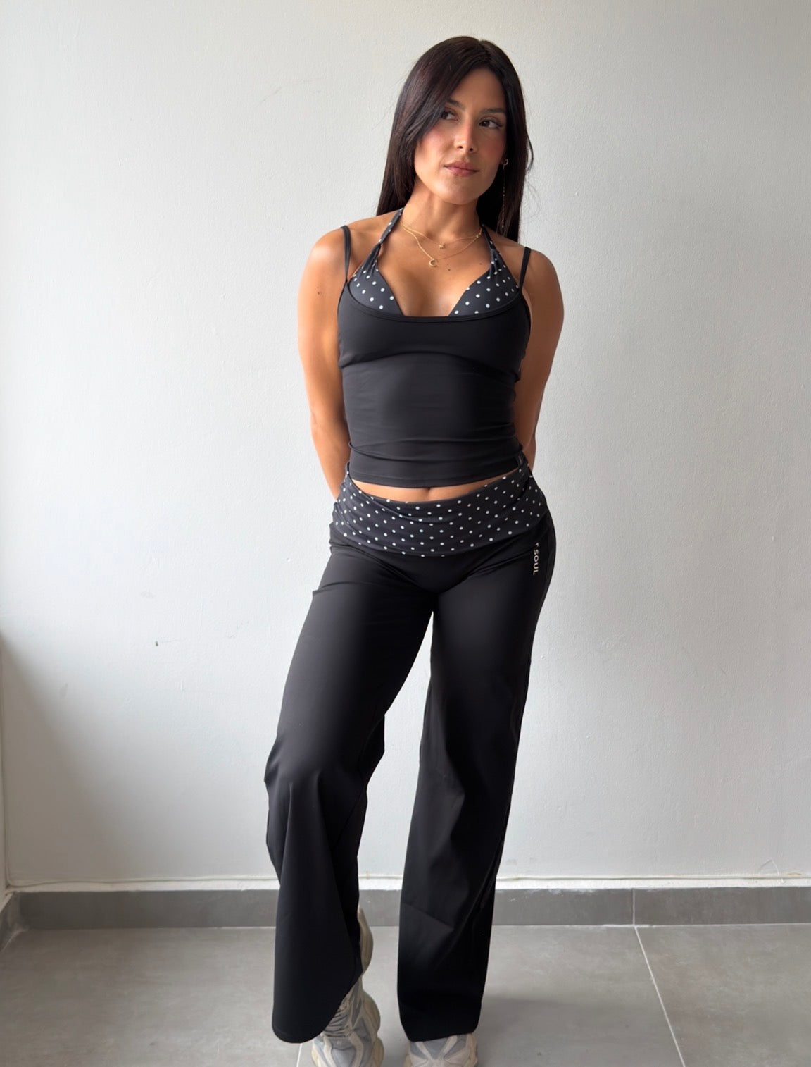Black Polka Flare Set