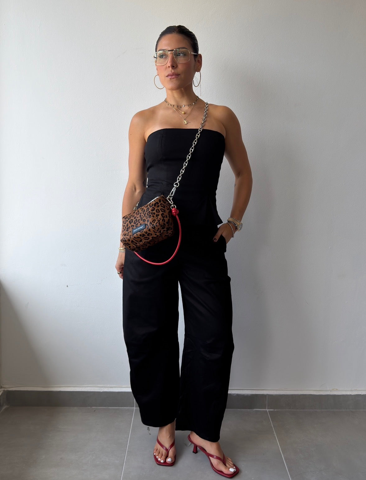 Black Peplum Barrel Jumpsuit