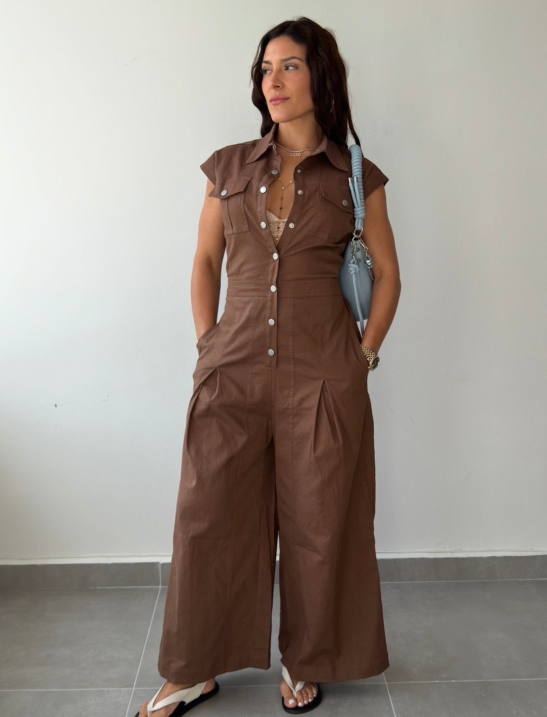 Brown Wide Leg Jumpsuit