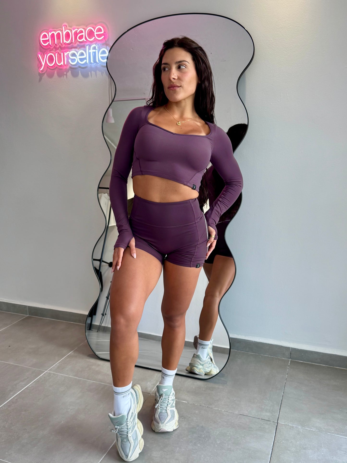 Purple Long Sleeve Shirt & Shorts Set