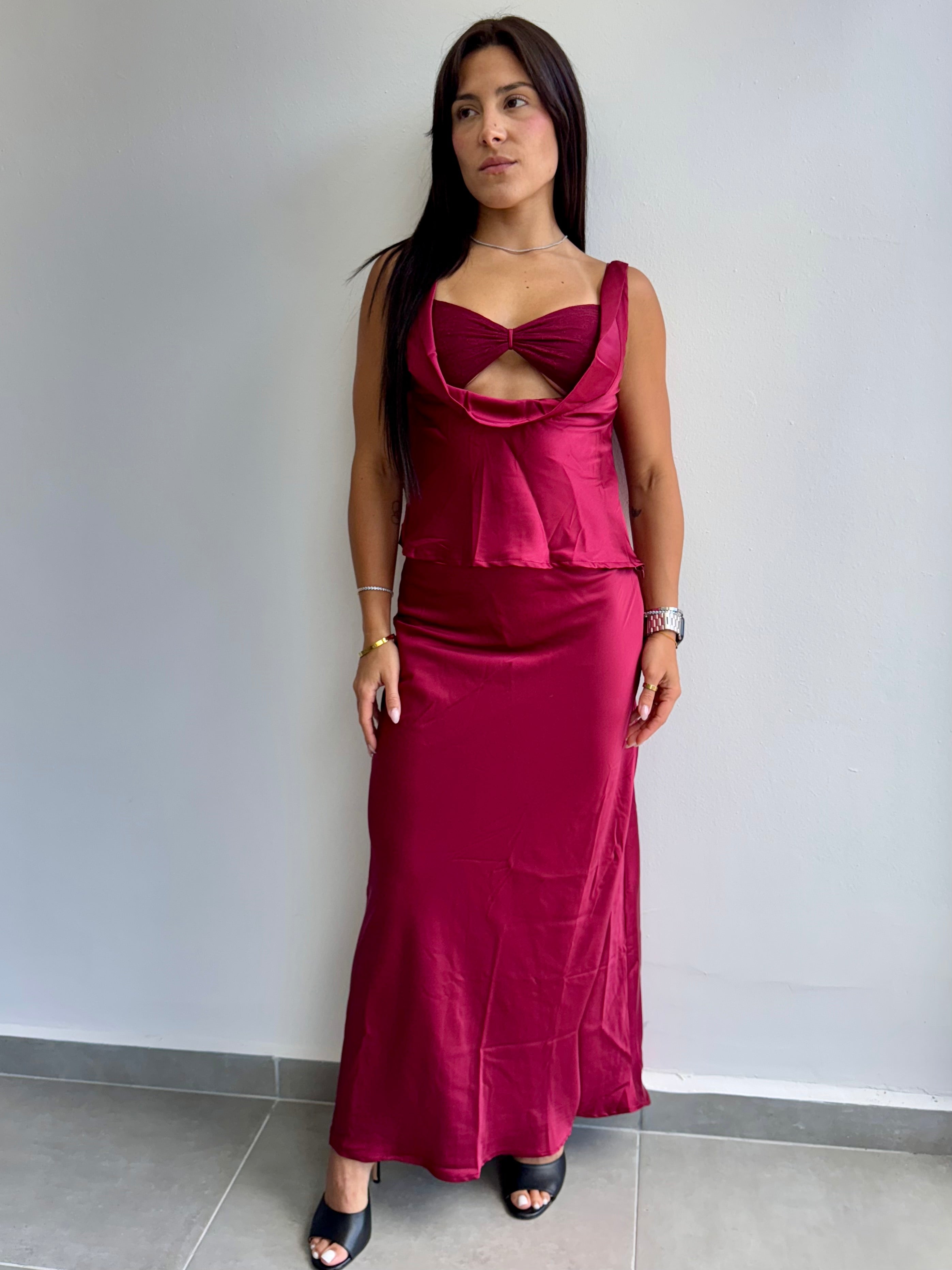 Satin Burgundy 3 Piece Set