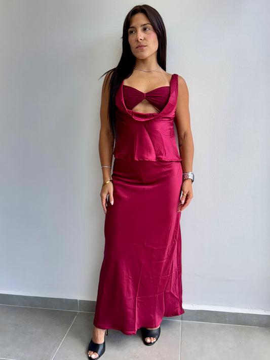 Satin Burgundy 3 Piece Set