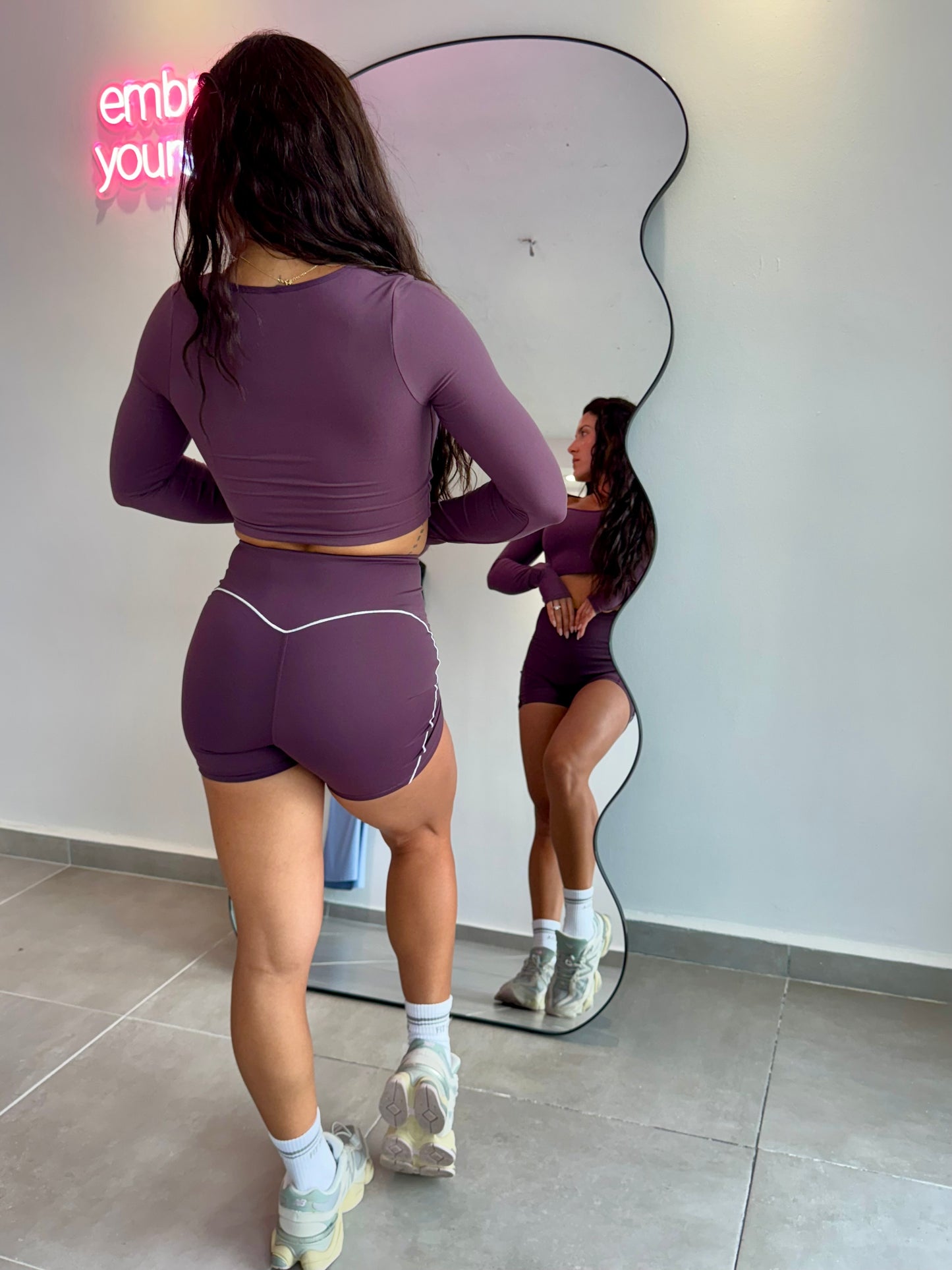Purple Long Sleeve Shirt & Shorts Set