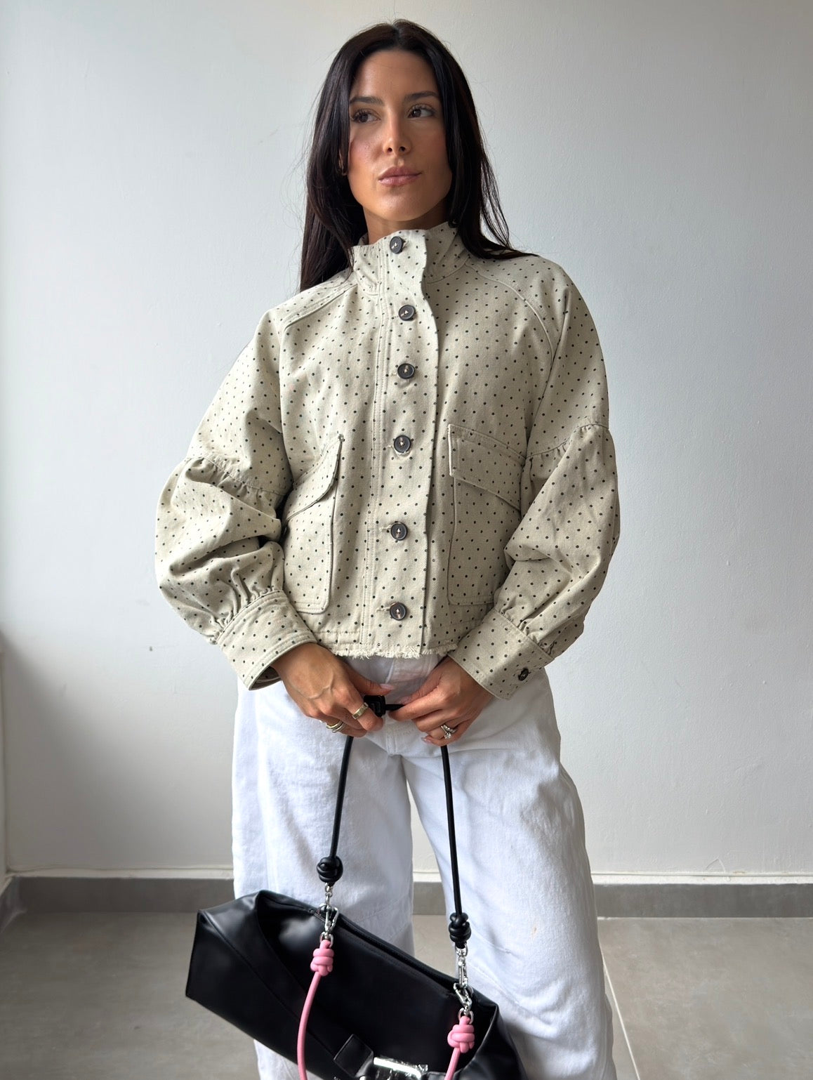 Gray Polka Balloon Jacket