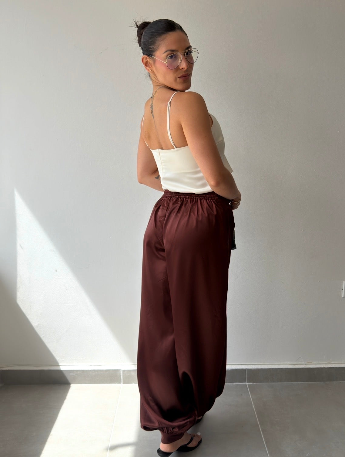 Ivory Satin Asymmetric Top