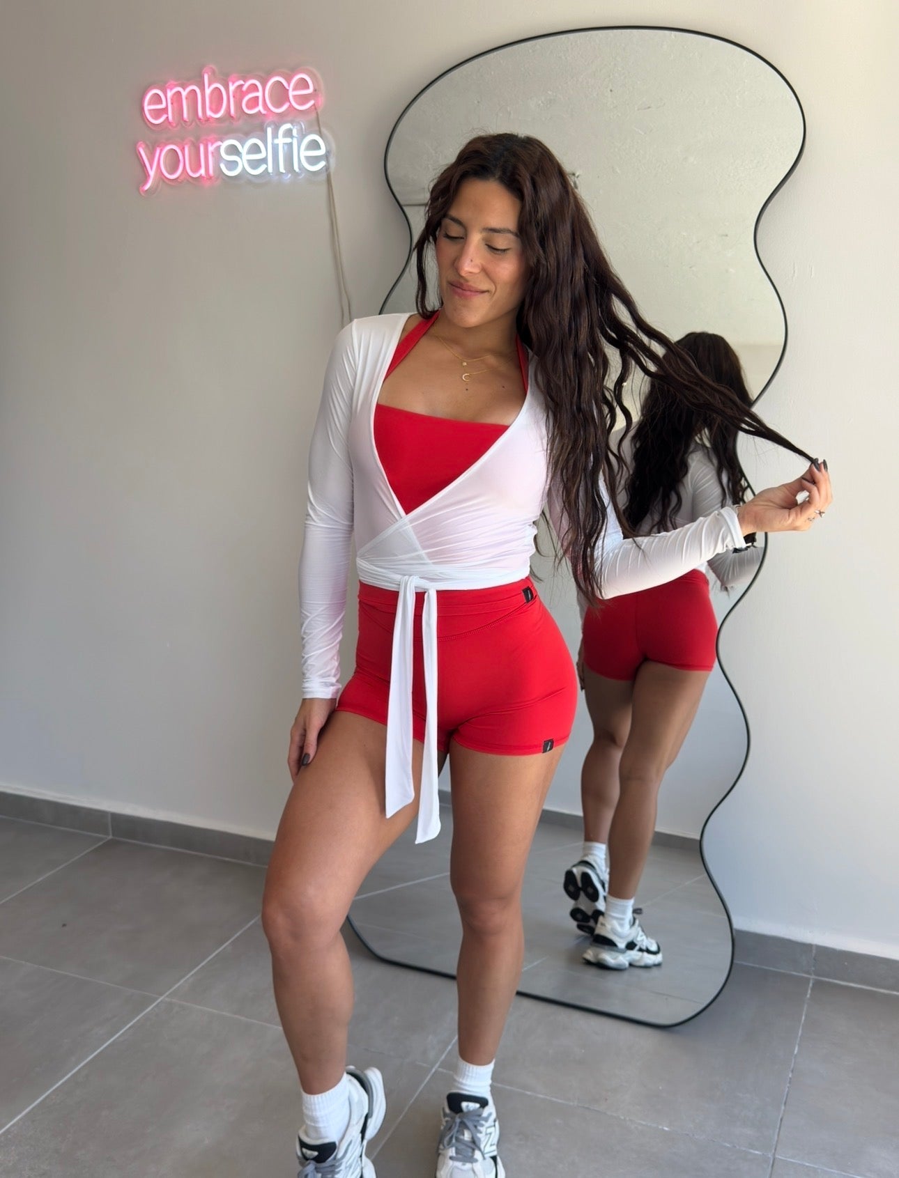 Wrap Around Long Sleeve Top (White)