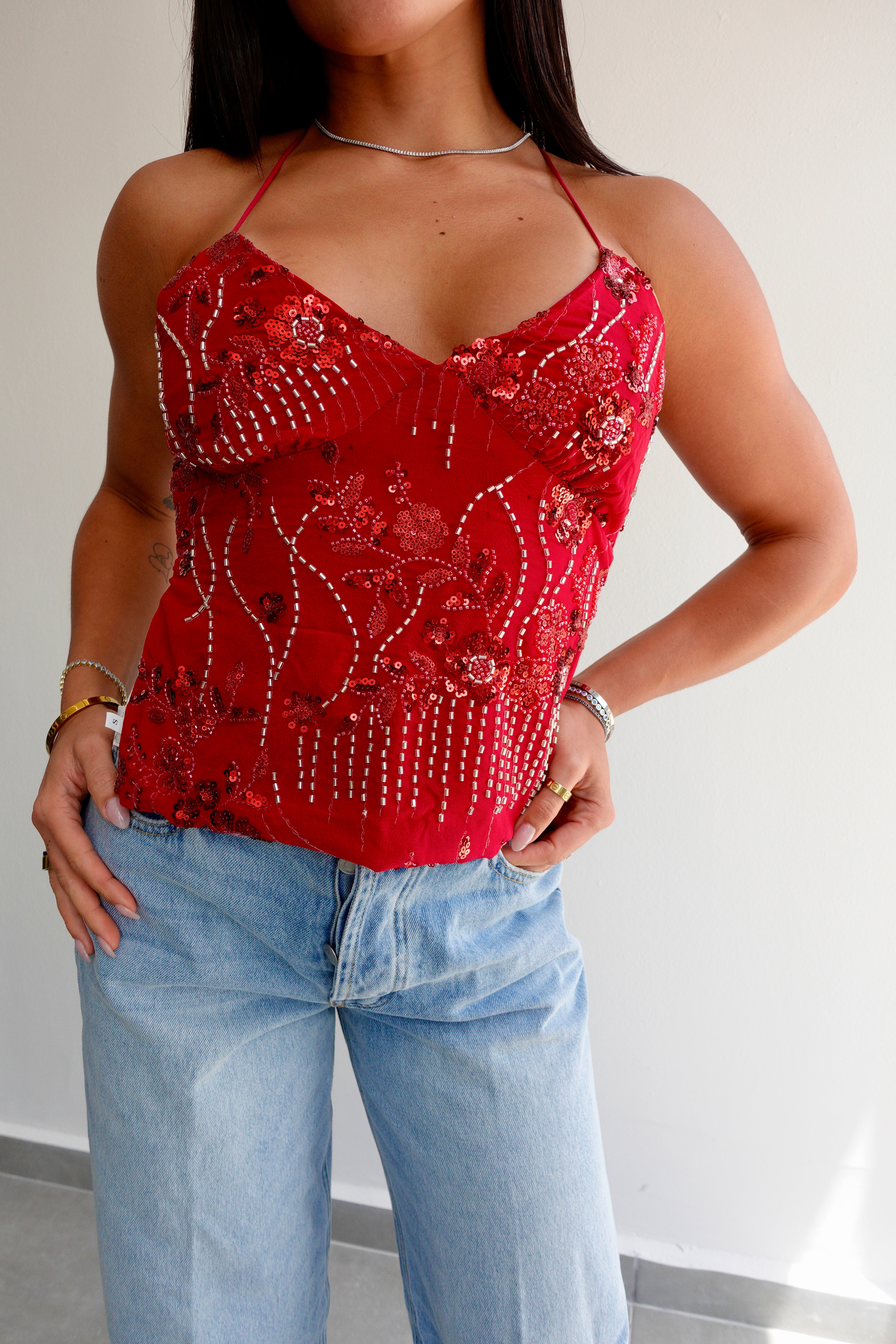 Red Sequins Top