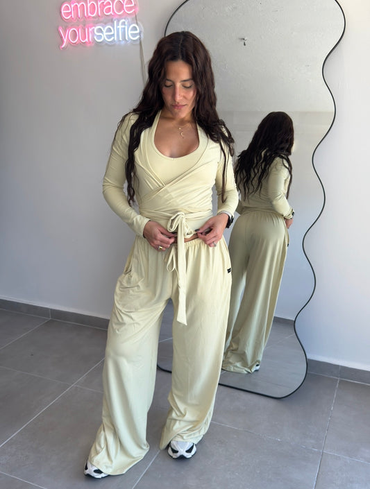 Wrap Around Long Sleeve Top (Butter Yellow)