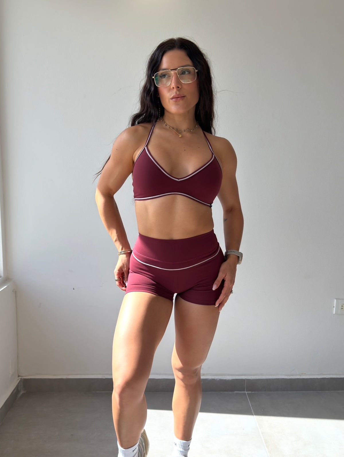 Burgundy Contrast Short Set