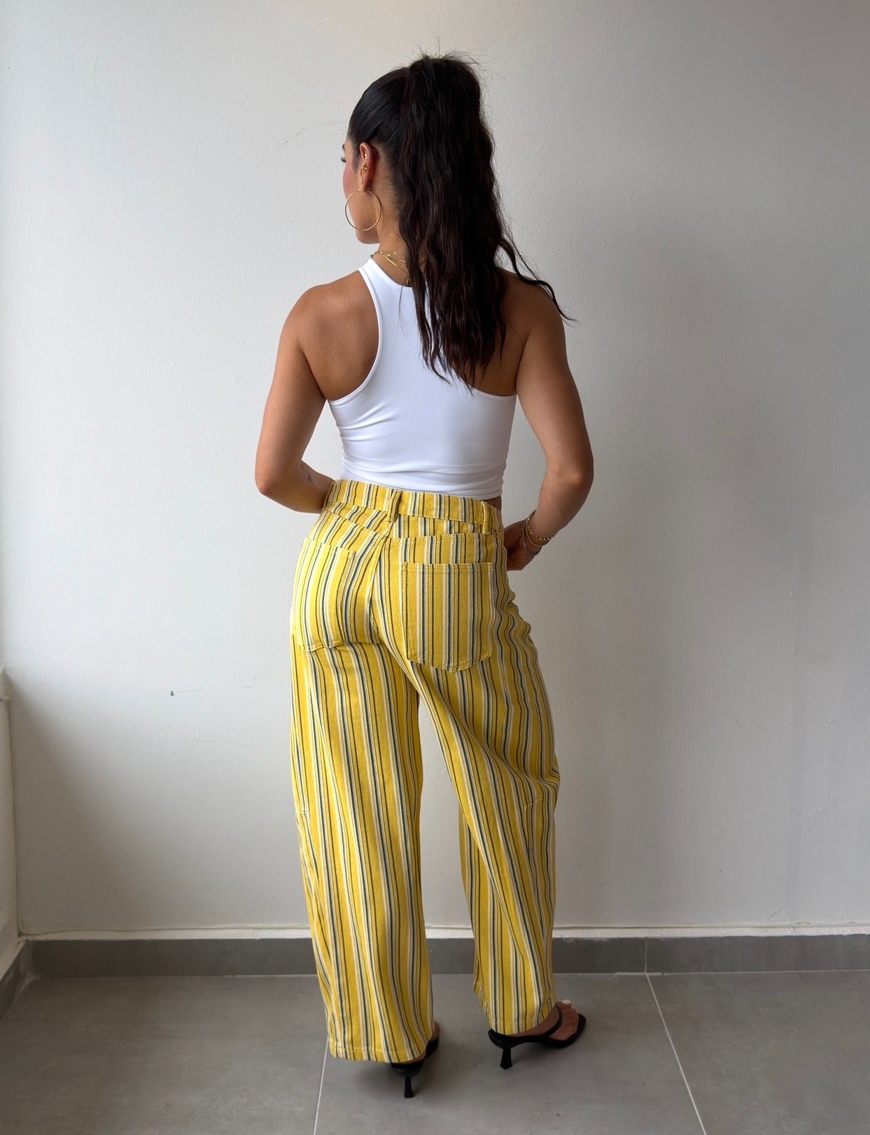 Yellow Stripe Barrel Jeans