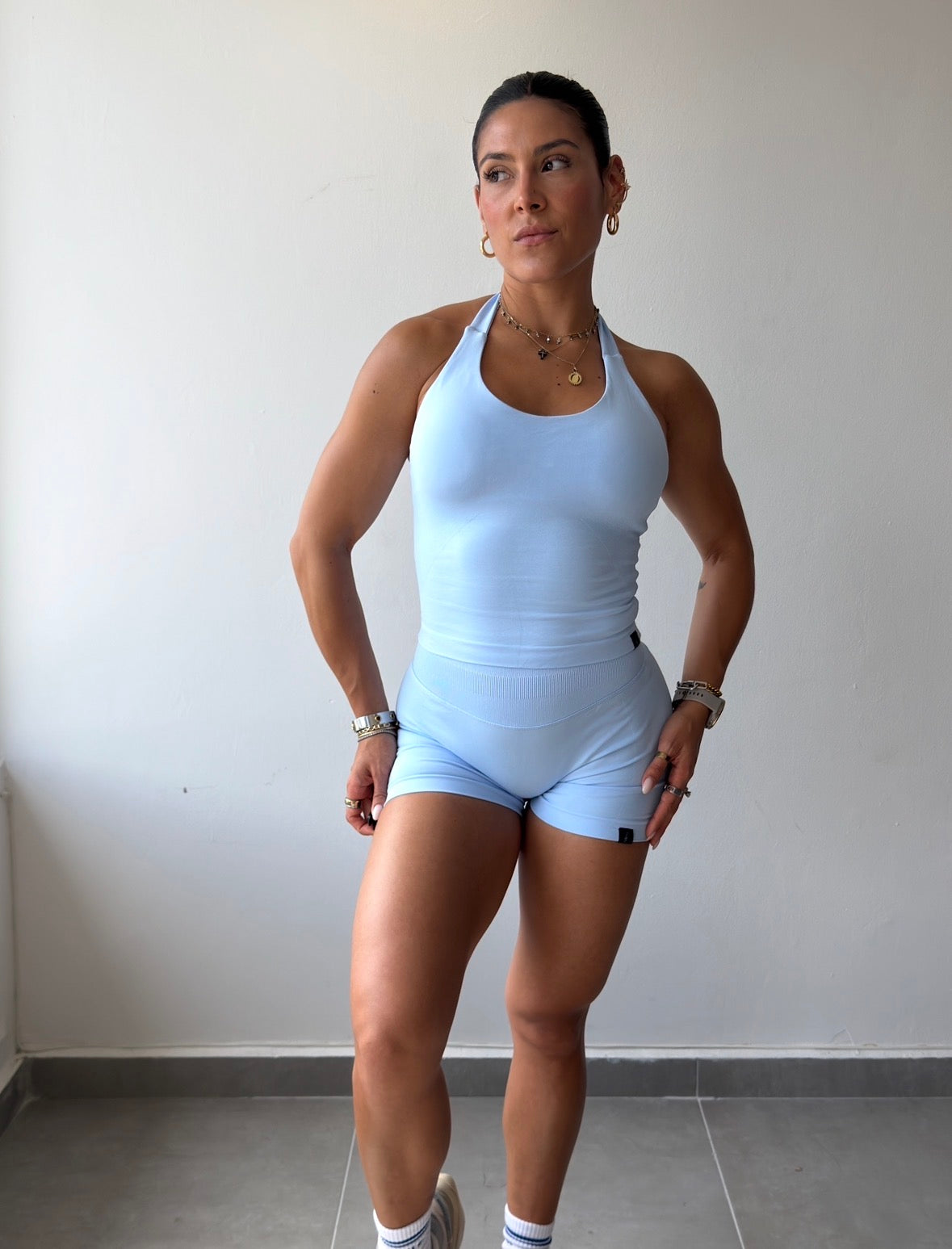 Baby Blue Seamless Short Set