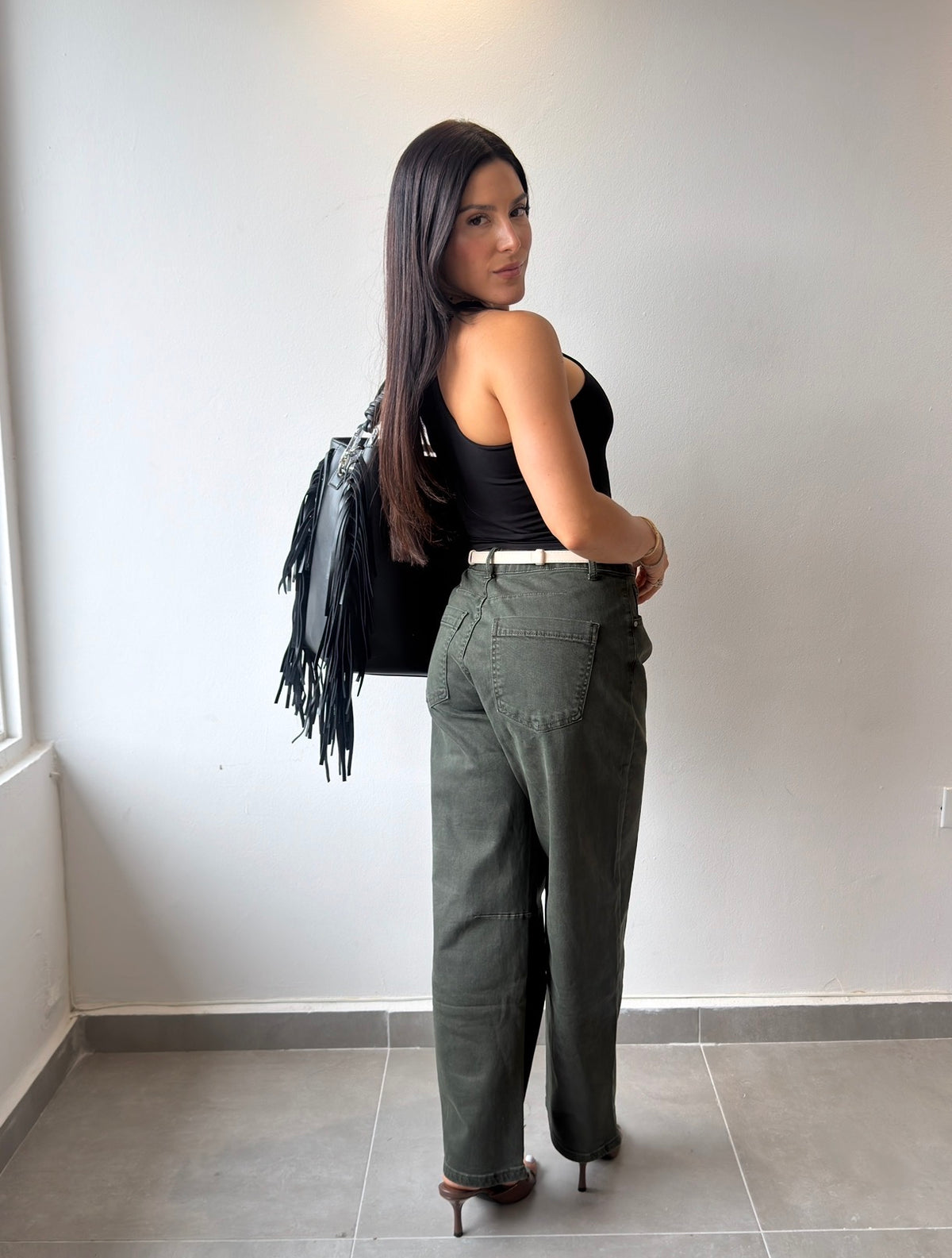 Forest Green Barrel Jeans