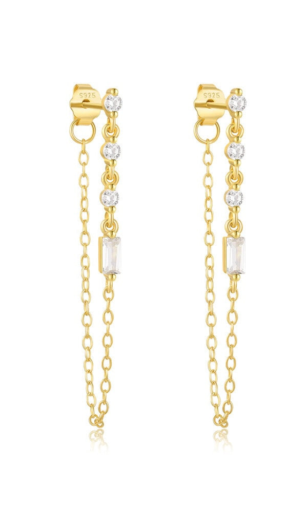 Sterling Silver Earrings-Gold Chain