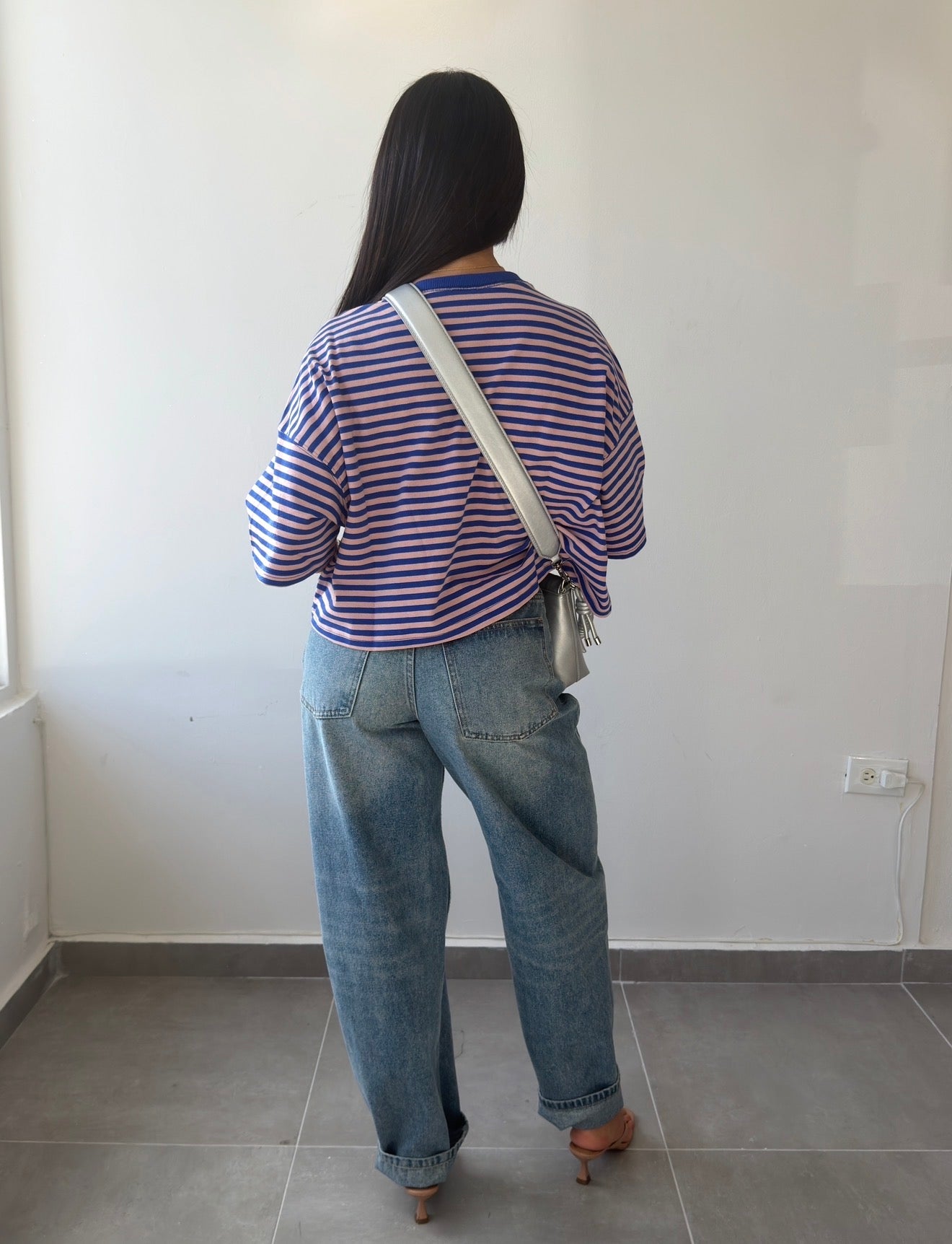 Royal/Pink Stripes Oversized Top