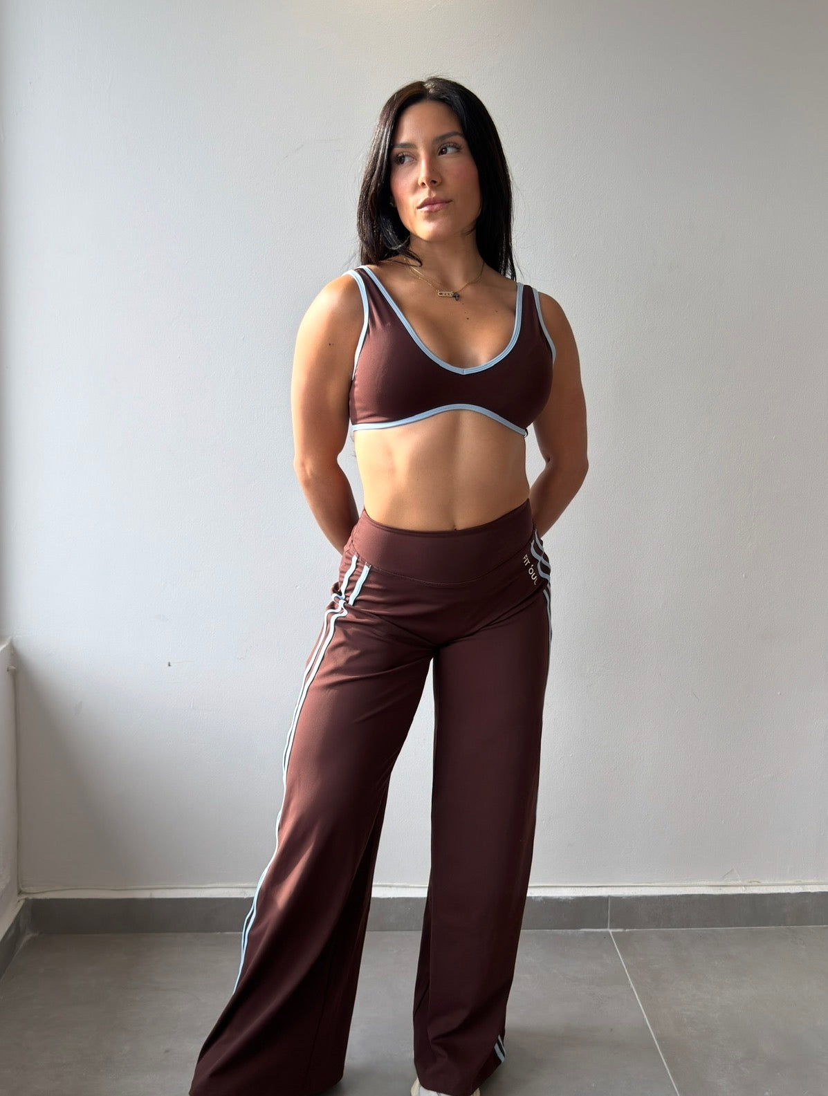 Brown/Blue Wide Legging Set