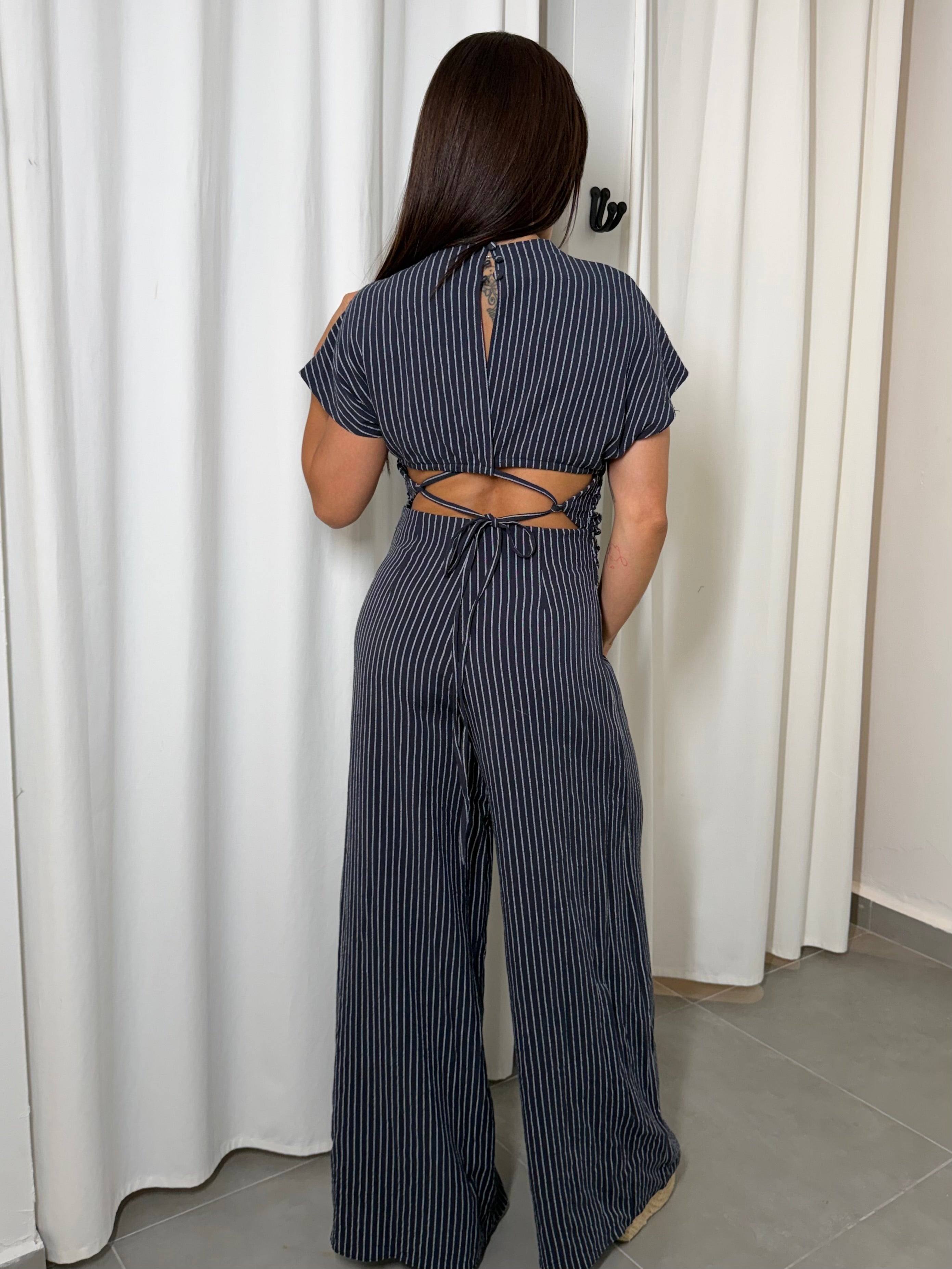Navy Striped Jumpsuit