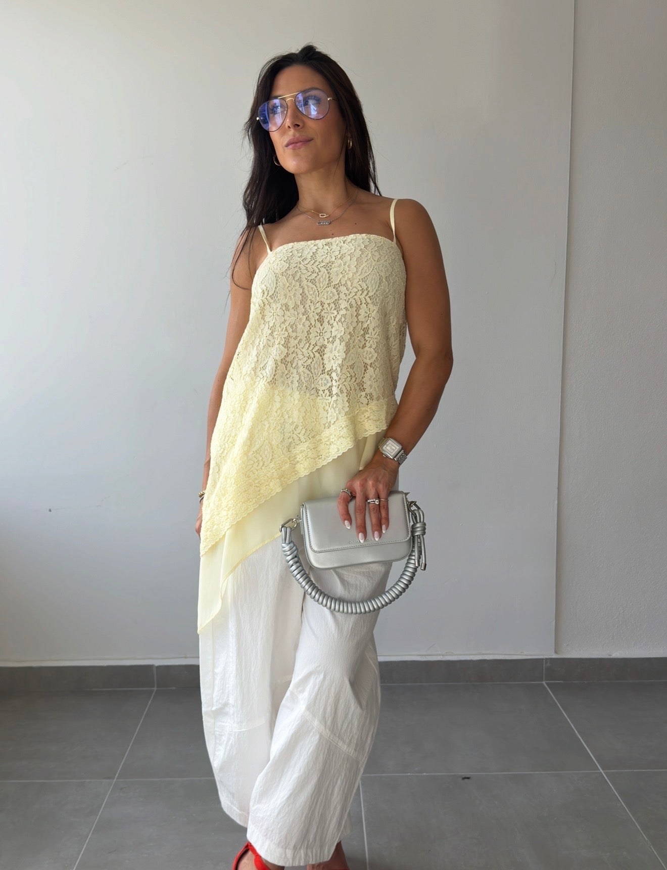 Butter Yellow Lace Top