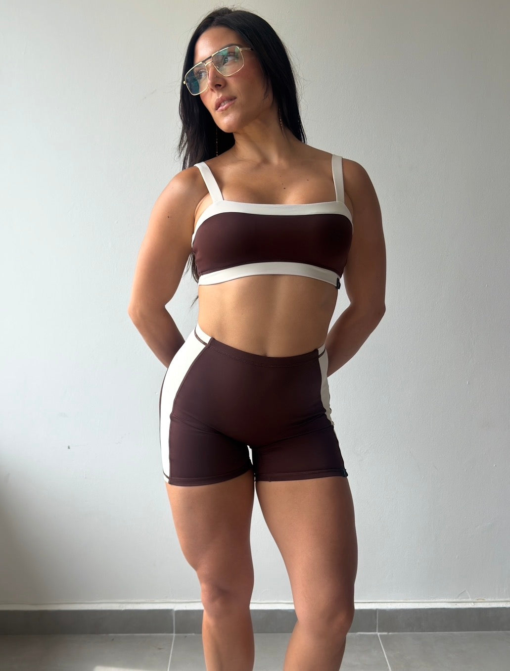 Espresso Beige Contrast Short Set