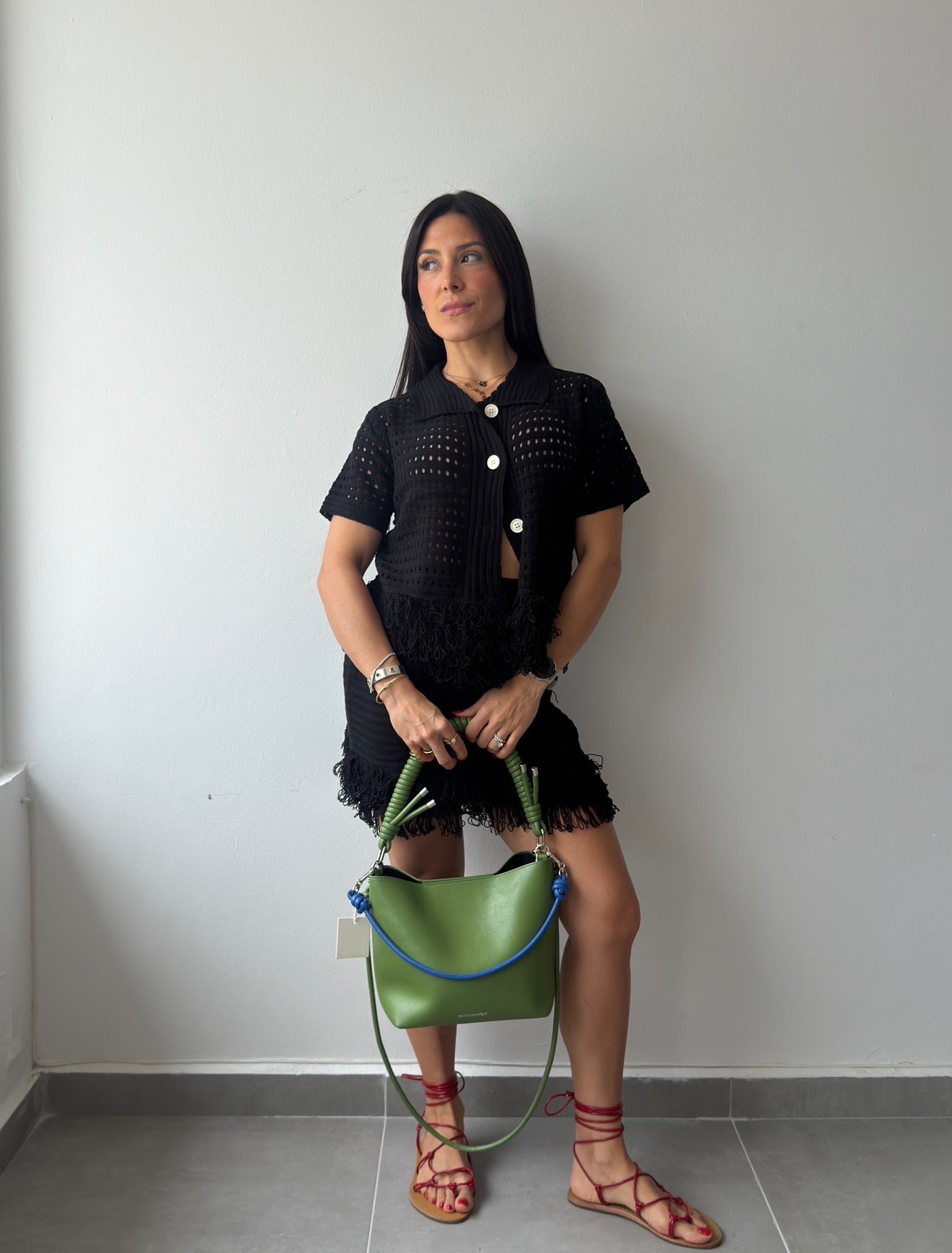 Black Fringes Skirt Set